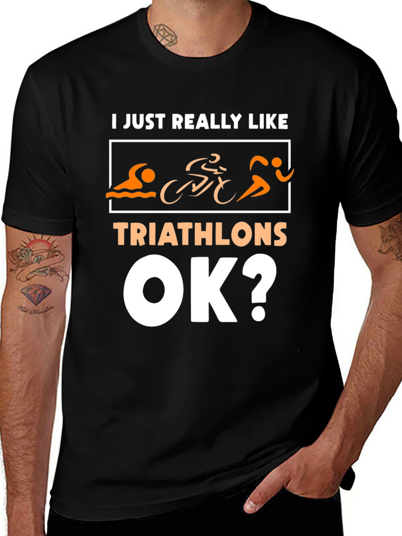 Variant 20 of Triathlon Lover's Black T-Shirt