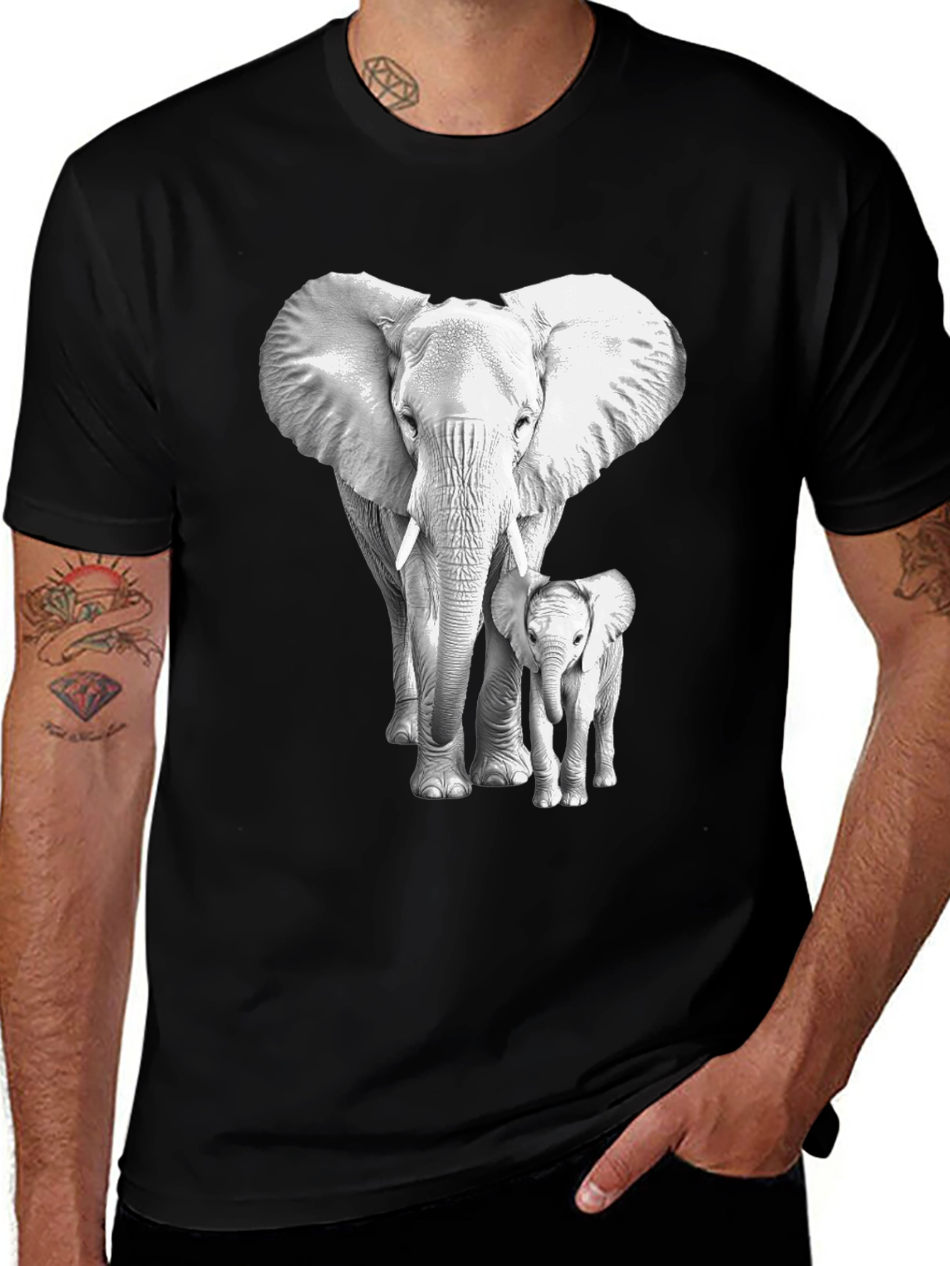 Variant 18 of Elephant & Baby Graphic Tee - Soft Cotton Blend