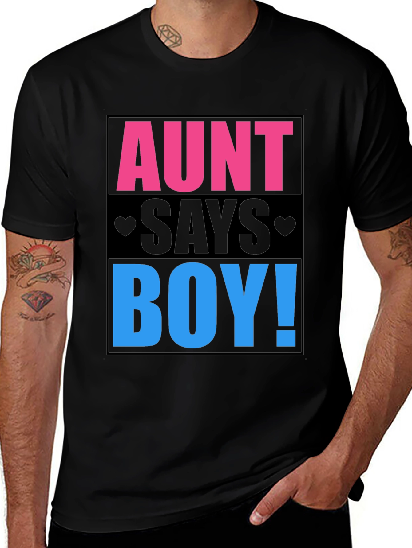 Variant 8 of Aunt Says Boy! Gender Reveal T-Shirt