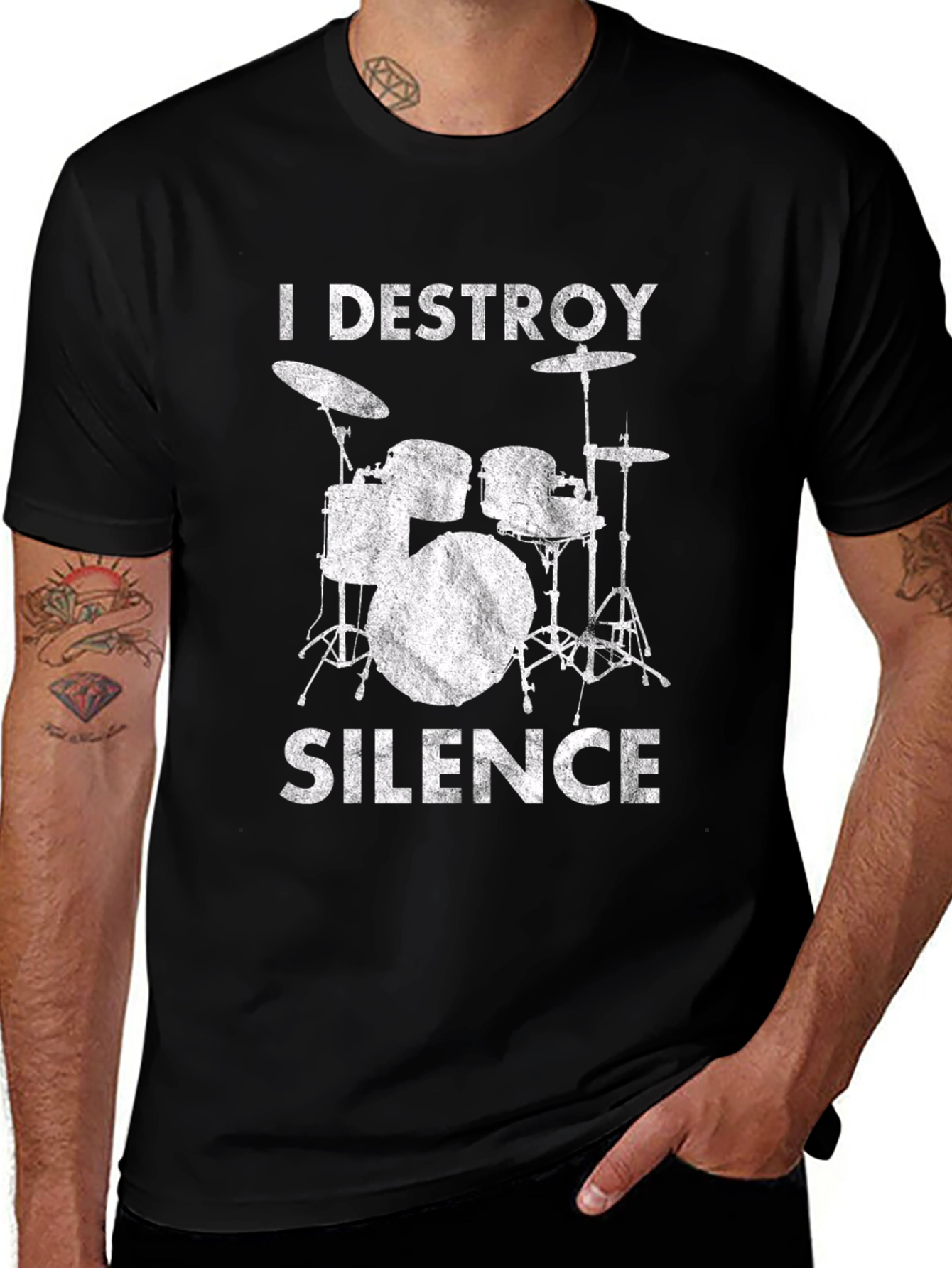 Variant 5 of I Destroy Silence Drummer T-Shirt