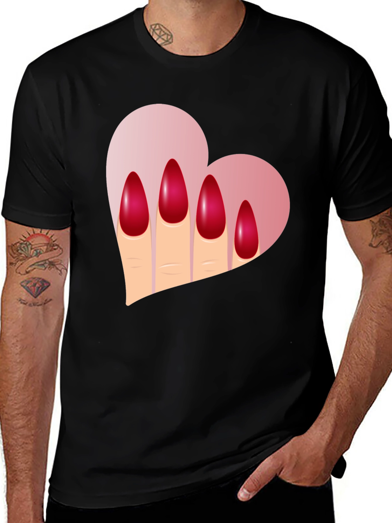 Variant 7 of Heart & Nails Graphic Tee - Unique Fashion