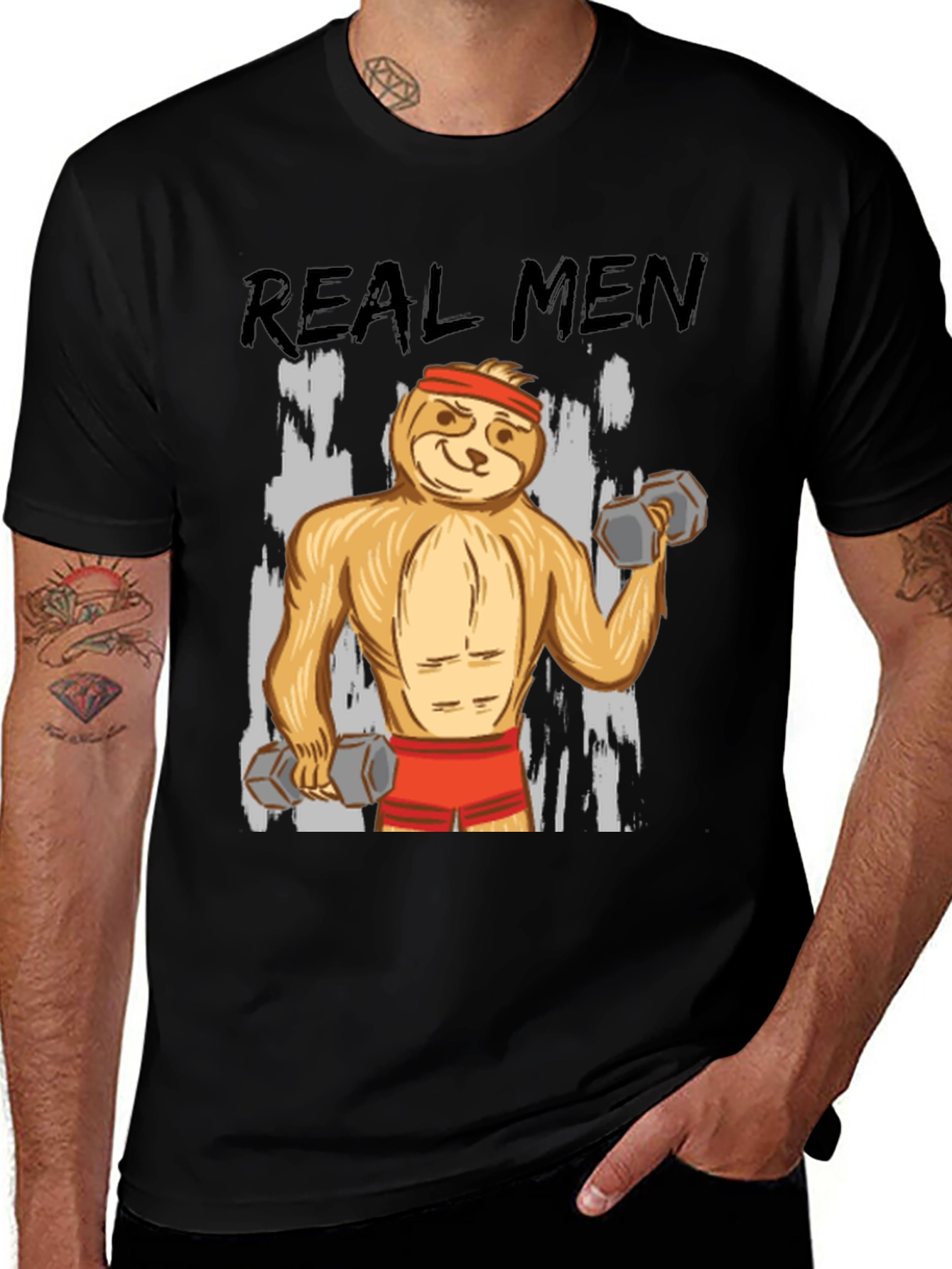 Variant 7 of Real Men Sloth Workout T-Shirt