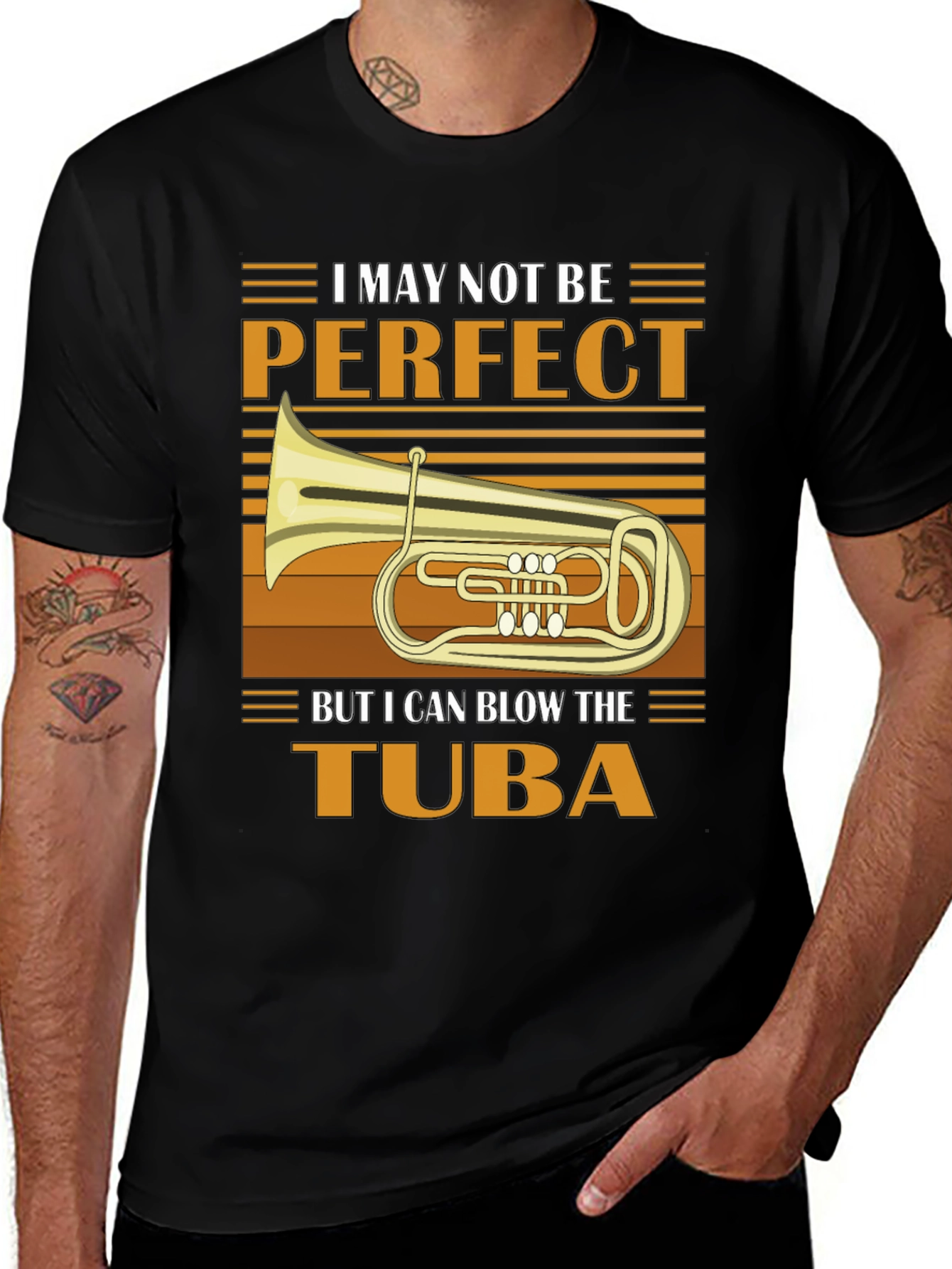 Variant 21 of Funny Tuba Player T-Shirt: Imperfect But I Can Blow The Tuba