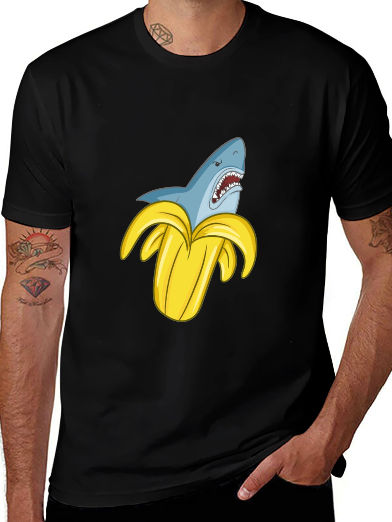 Variant 13 of Shark Banana Funny Graphic T-Shirt