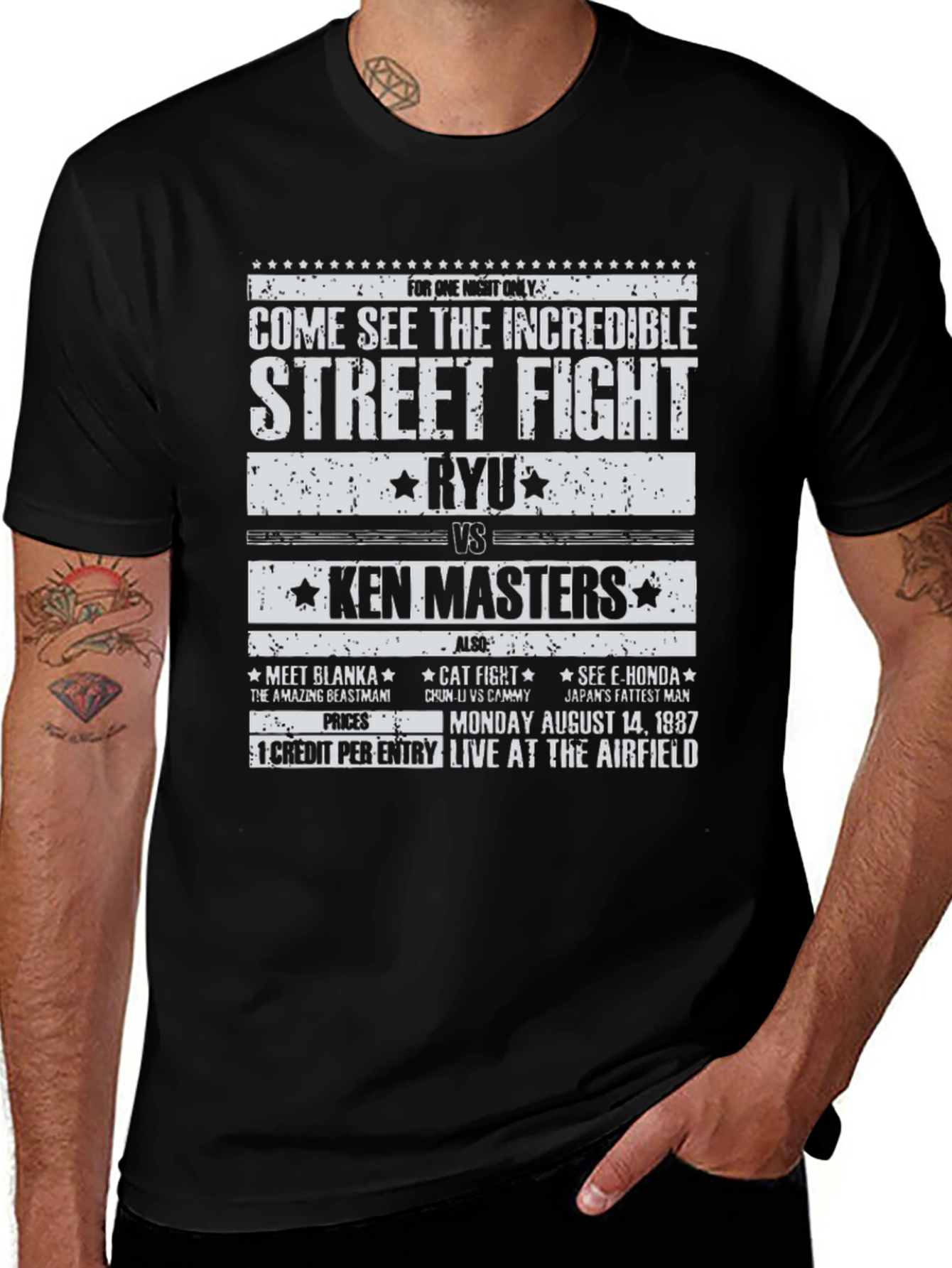 Variant 4 of Street Fight T-Shirt - Ryu vs Ken Masters - Black