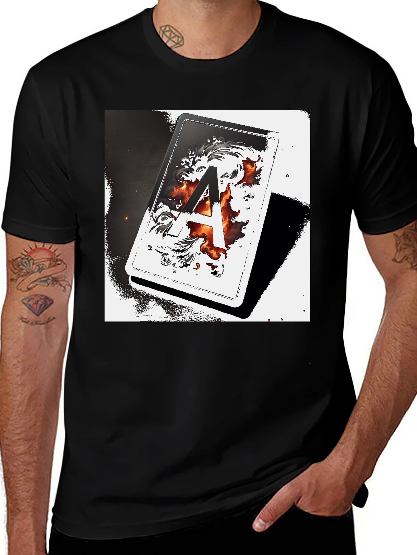 Variant 26 of Ace Card Graphic Tee - Black Cotton Blend