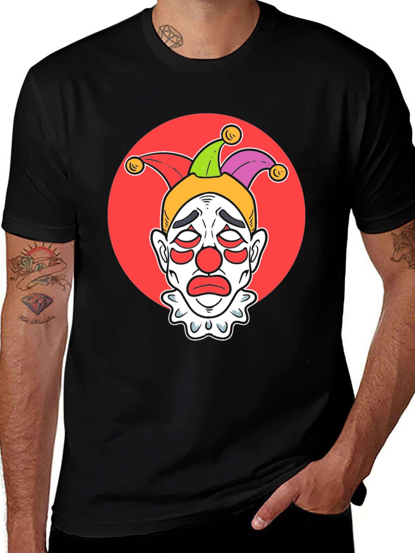 Variant 17 of Sad Clown Graphic Tee - Black Cotton T-Shirt