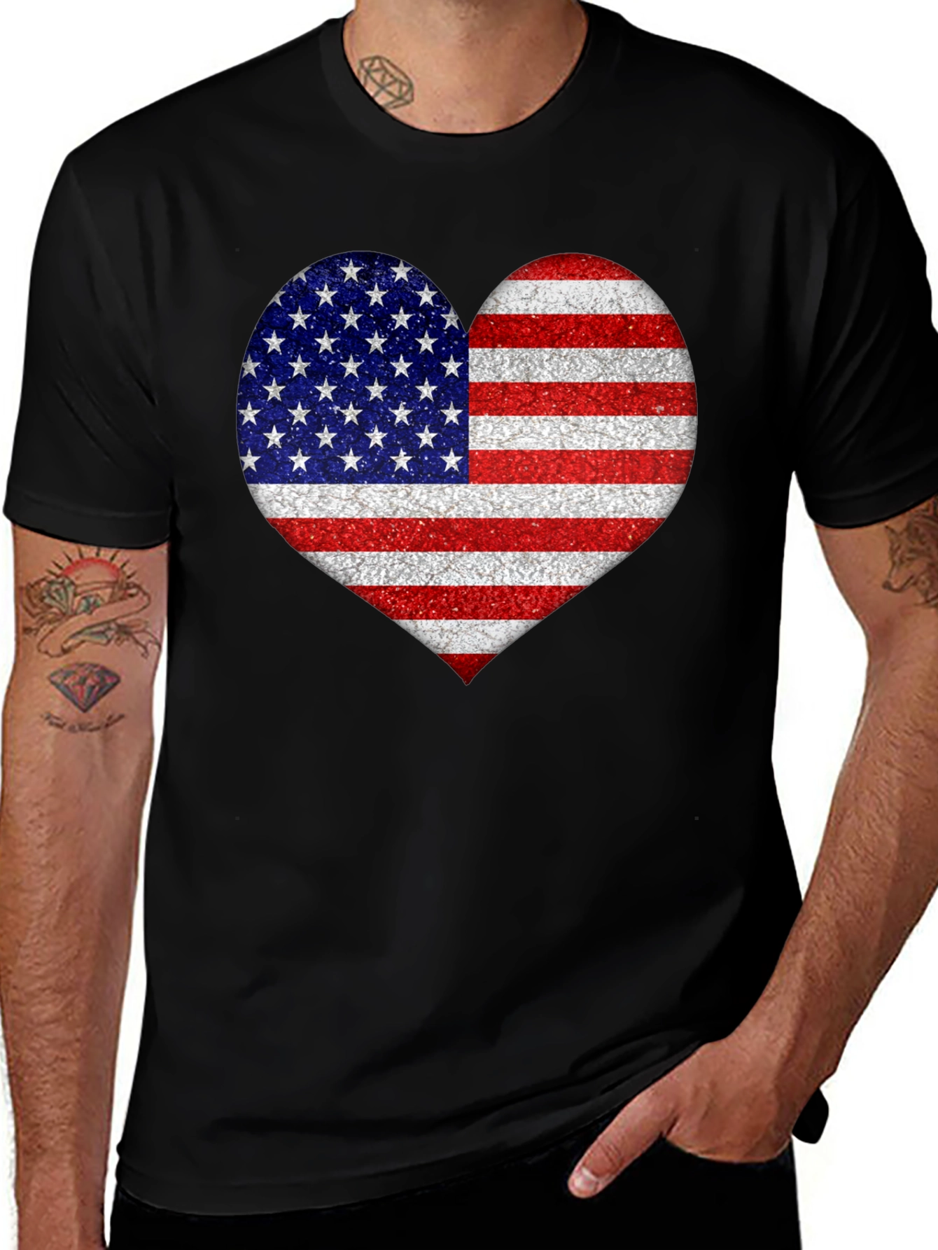 Variant 17 of American Flag Heart Graphic T-Shirt
