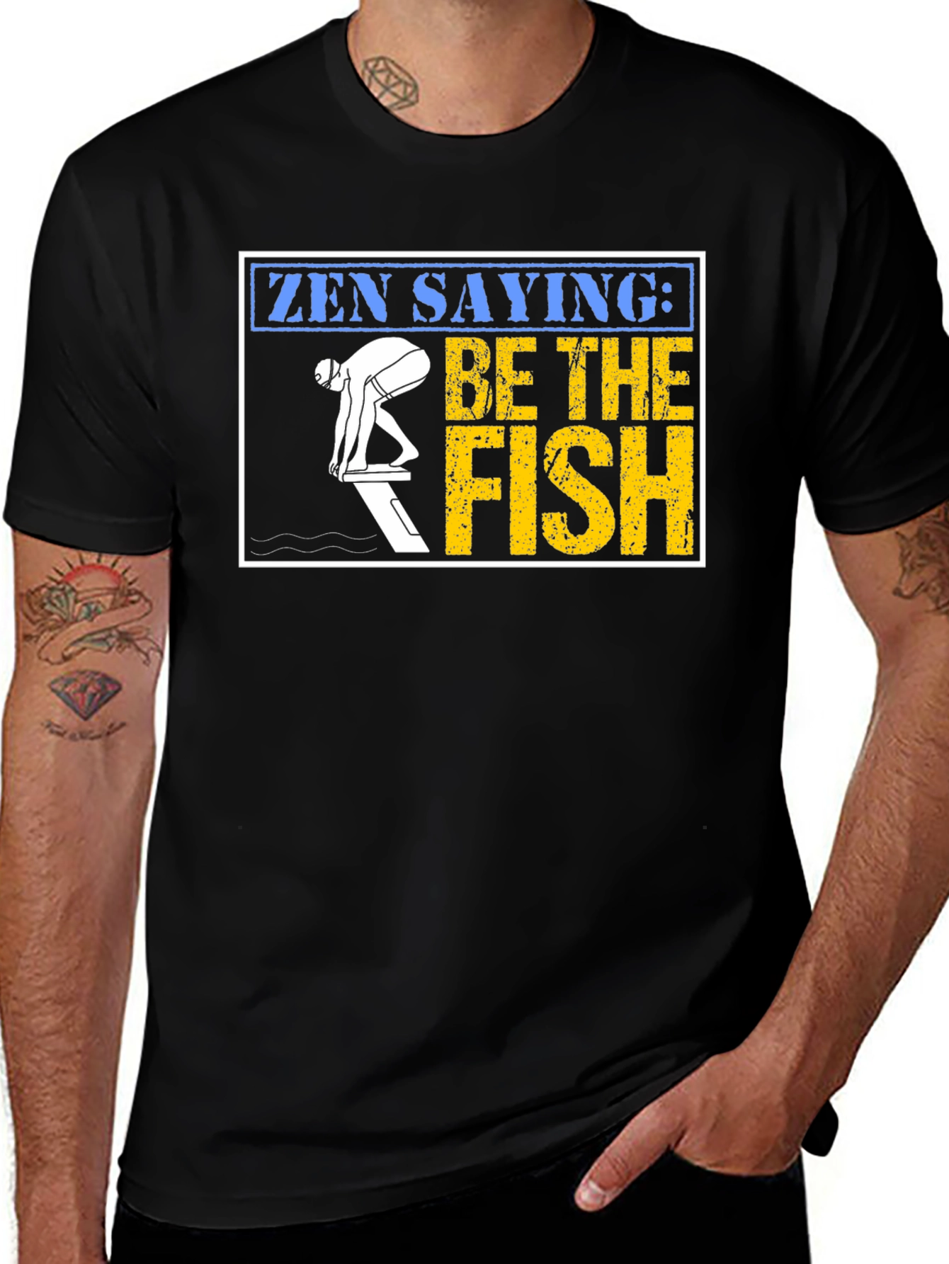 Variant 8 of Zen Saying Be The Fish Graphic Tee