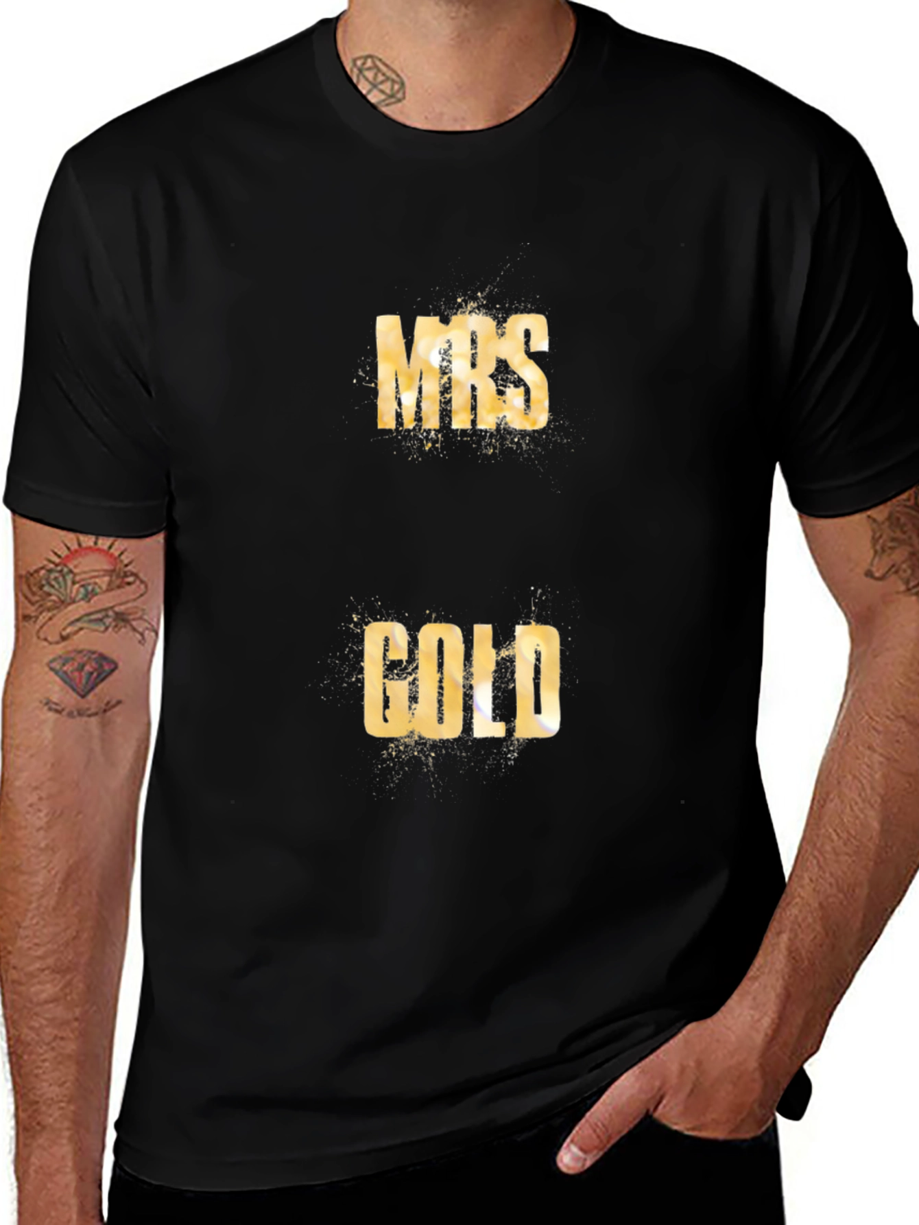 Mrs. Gold Tee - Black Cotton Graphic T-Shirt