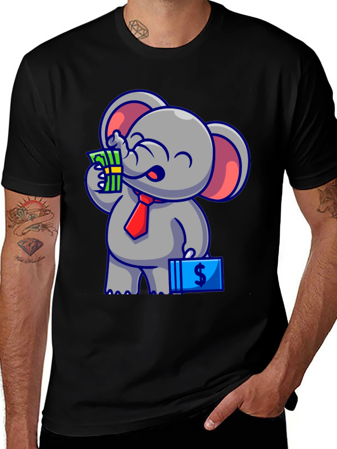 Variant 24 of Elephant Boss T-Shirt - Cartoon Graphic Tee