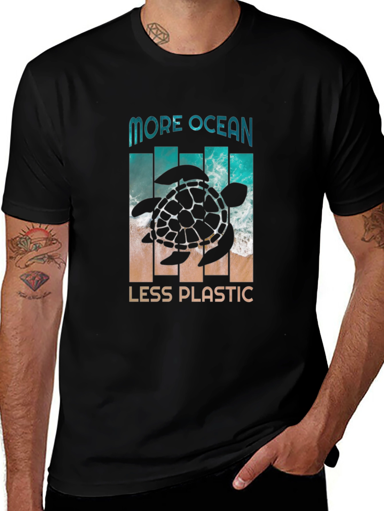 More Ocean Less Plastic Turtle Graphic Tee
