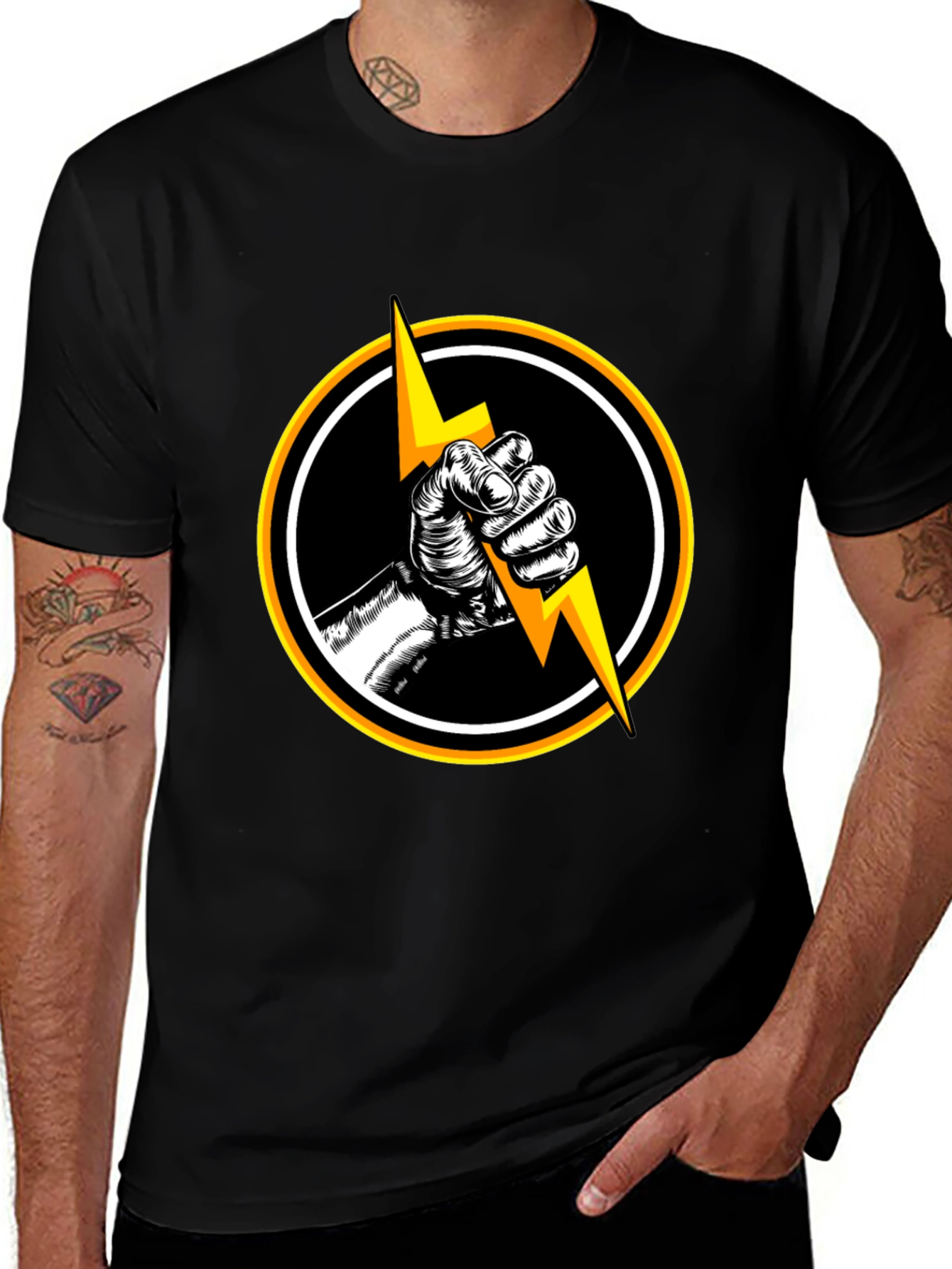 Variant 30 of Black T-Shirt with Lightning Bolt Graphic