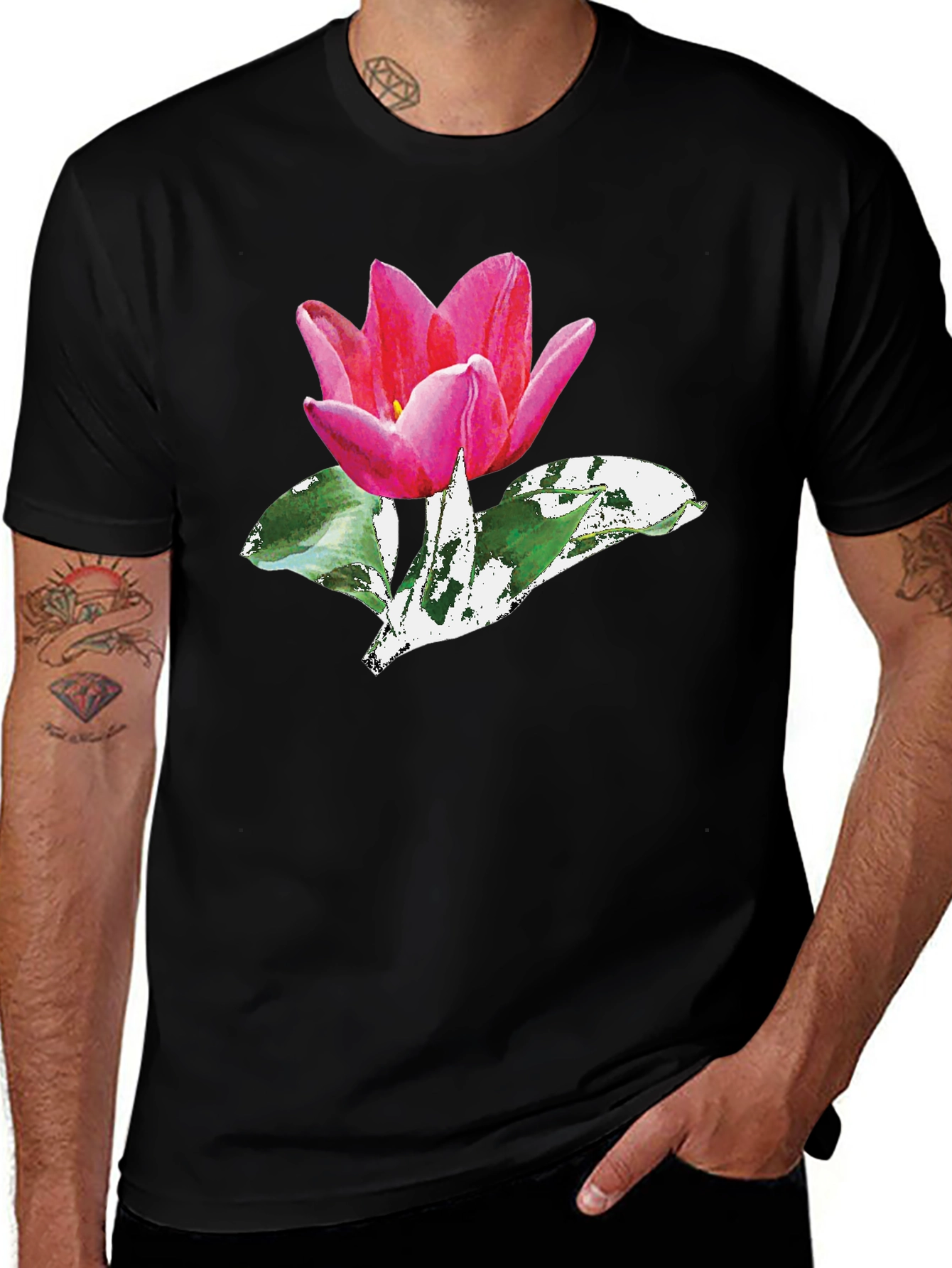 Pink Tulip Graphic Tee - Stylish Floral Print