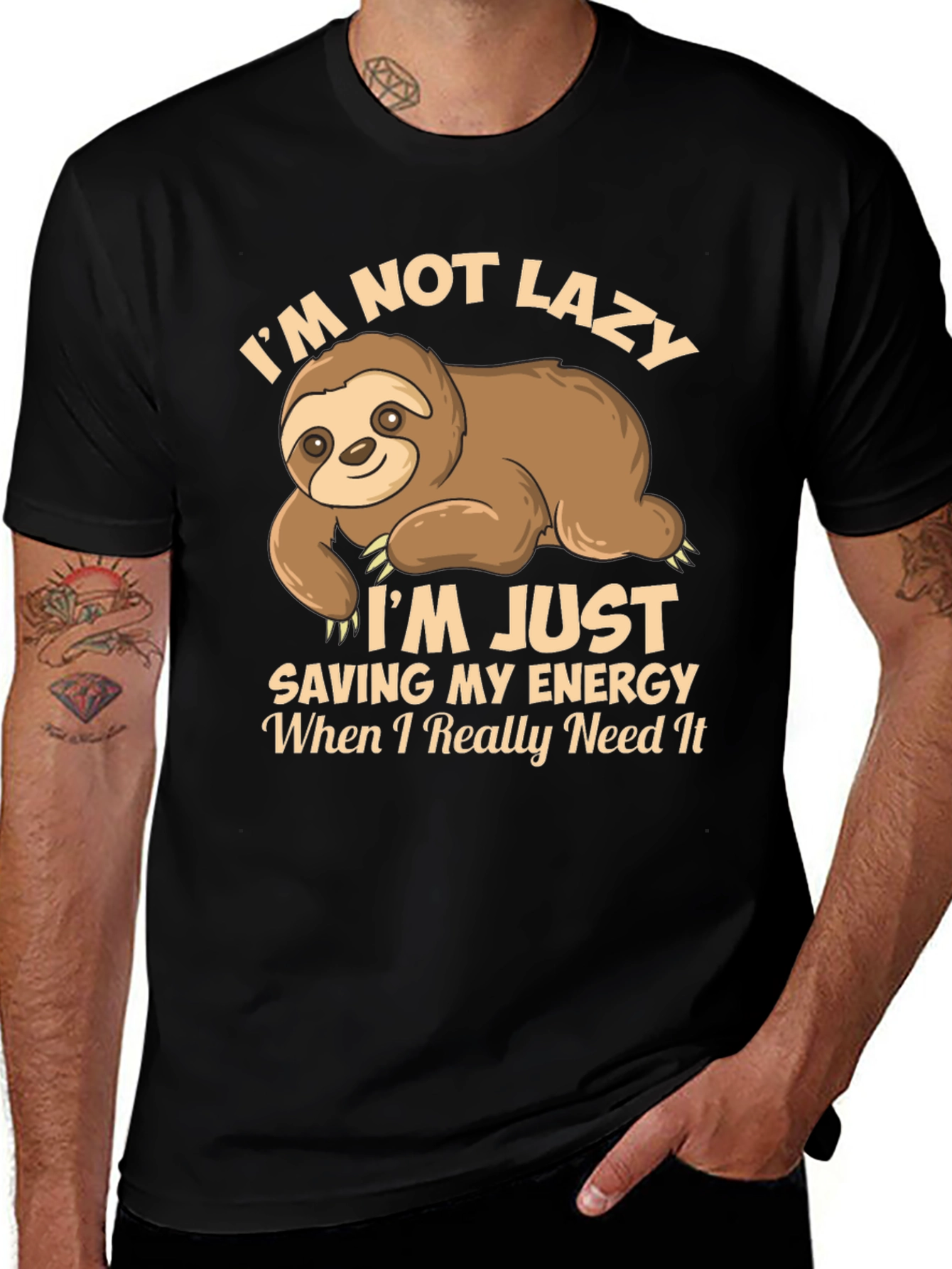 Variant 15 of Funny Sloth T-Shirt - Saving Energy Design