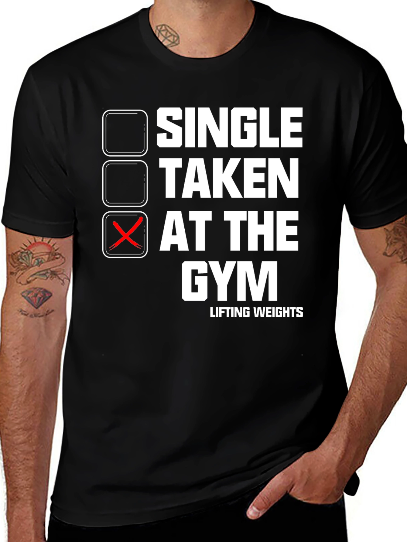 Variant 22 of Gym Status T-Shirt - Single, Taken, At The Gym