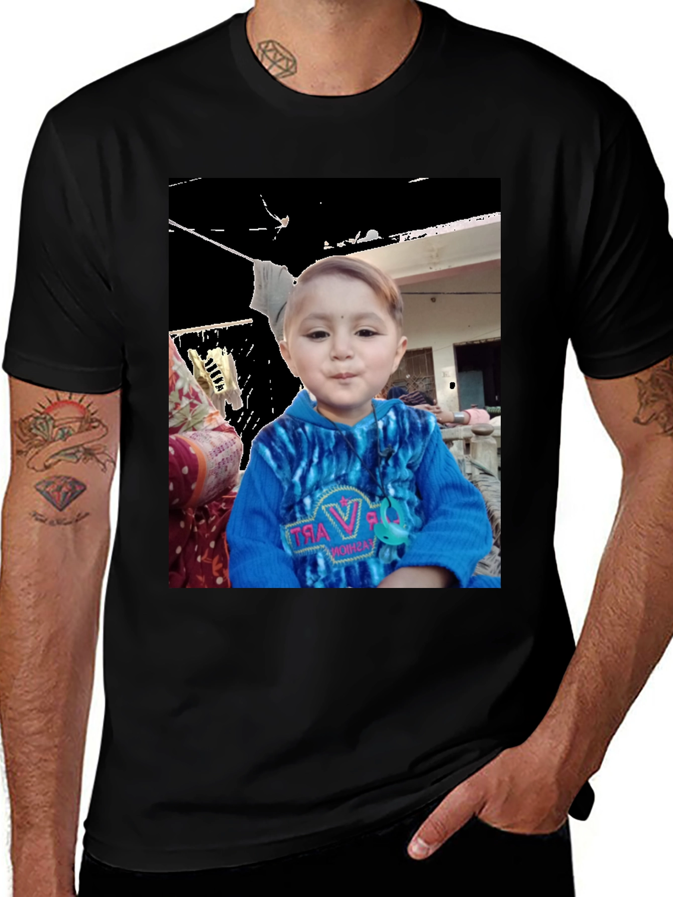 Variant 10 of Custom Black T-Shirt with Unique Kid's Photo
