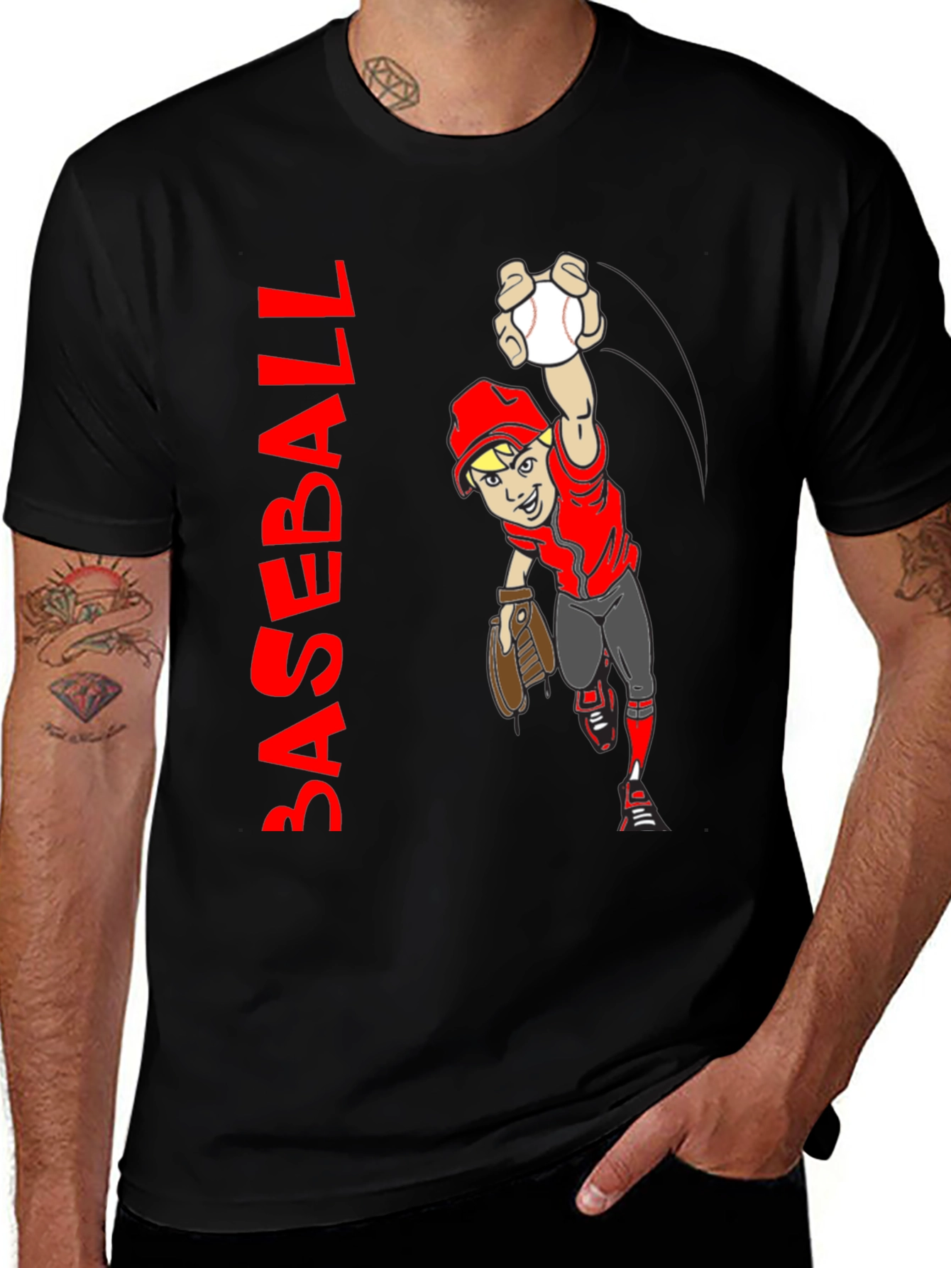 Variant 29 of Baseball Cartoon Graphic T-Shirt