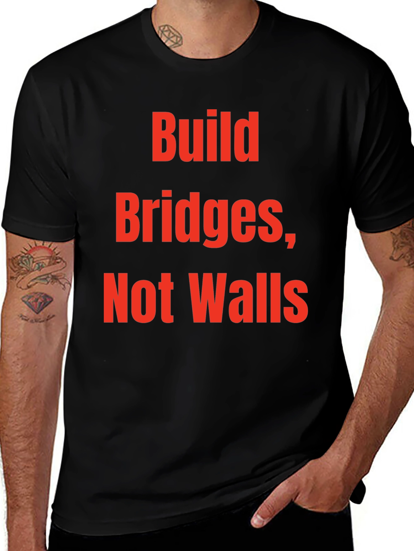Build Bridges Not Walls Graphic Tee - Black