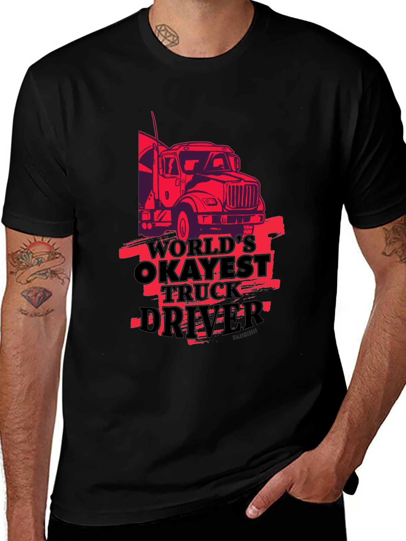 Variant 24 of World's Okayest Truck Driver Black T-Shirt