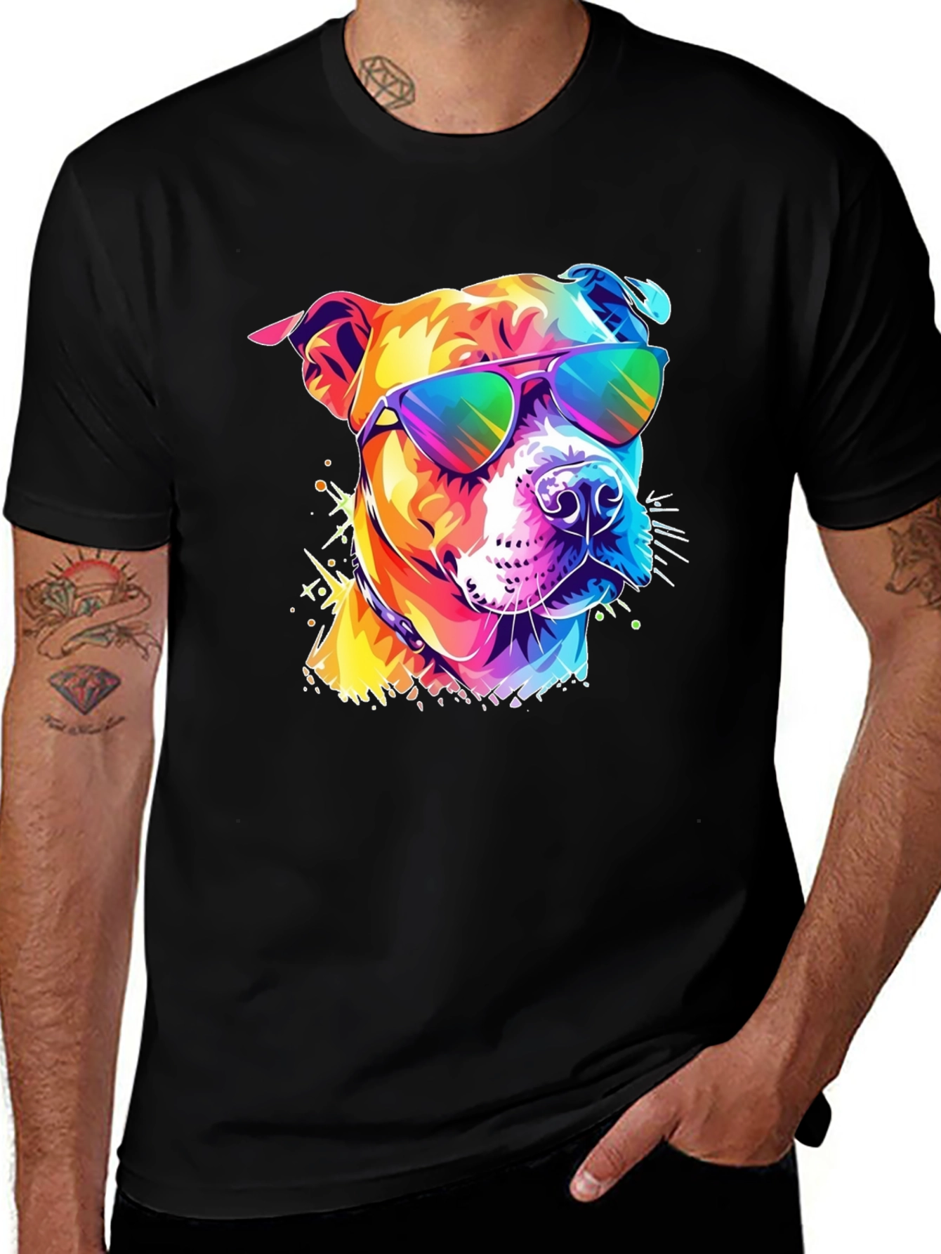 Variant 26 of Cool Pitbull Graphic Tee - Colorful Dog T-Shirt
