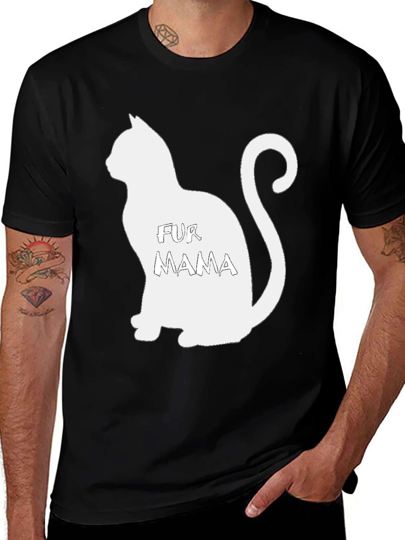 Variant 19 of Fur Mama Cat Silhouette Black T-Shirt