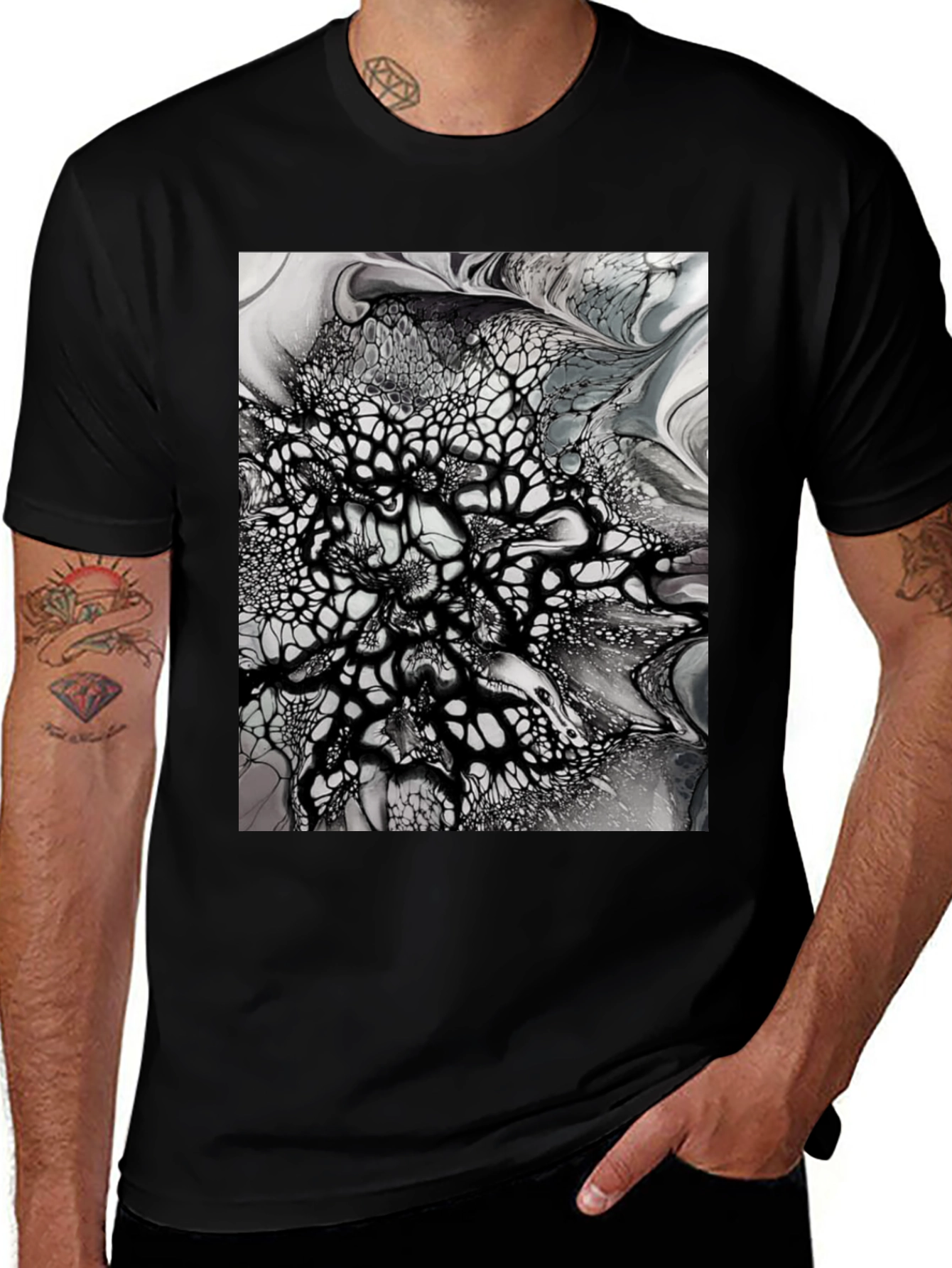 Variant 9 of Abstract Black and White Art Graphic Tee