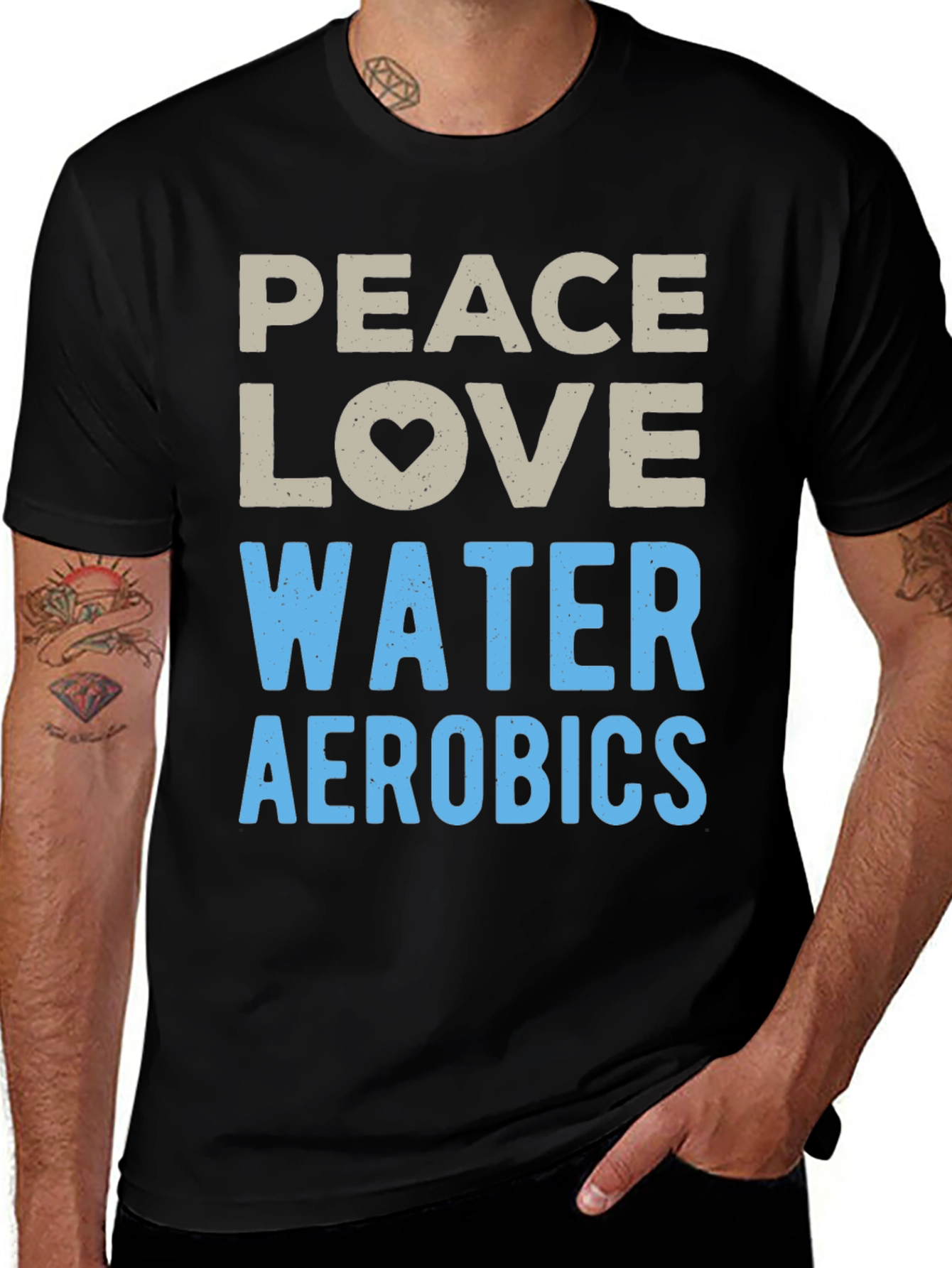 Peace Love Water Aerobics Graphic T-Shirt