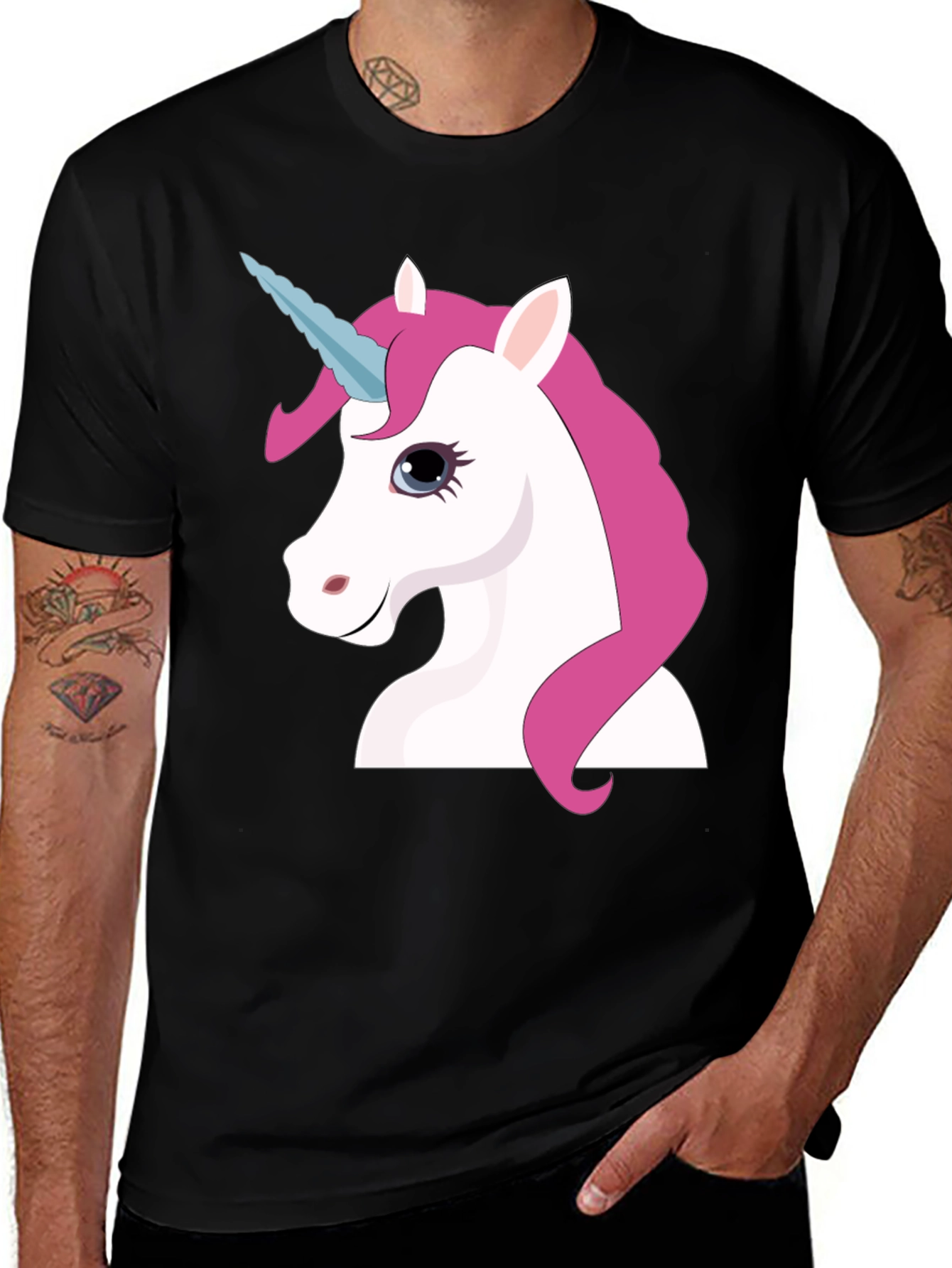 Variant 13 of Unicorn Graphic Tee - Black Cotton T-Shirt
