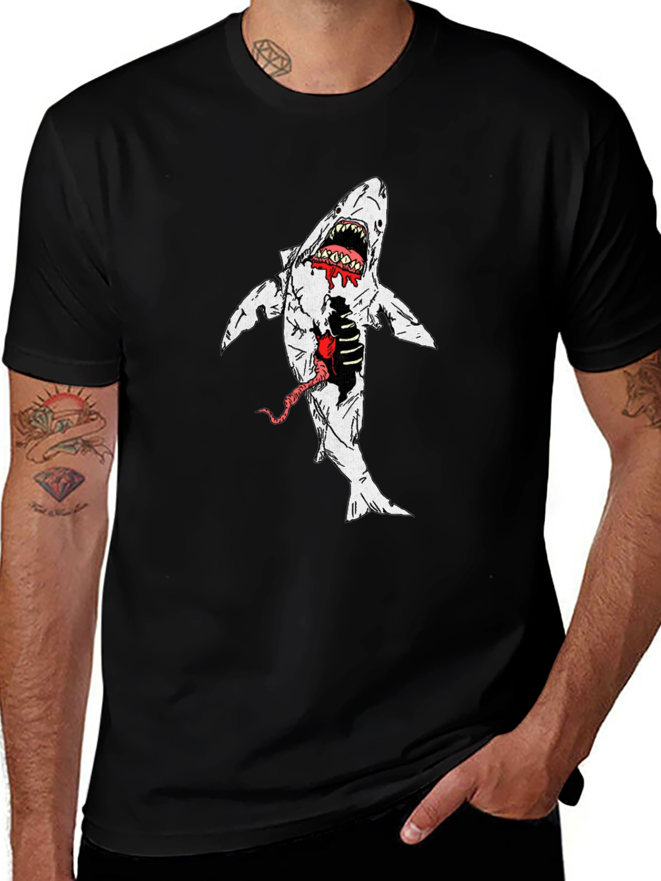 Variant 6 of Zombie Shark Graphic Tee - Horror Style Shirt
