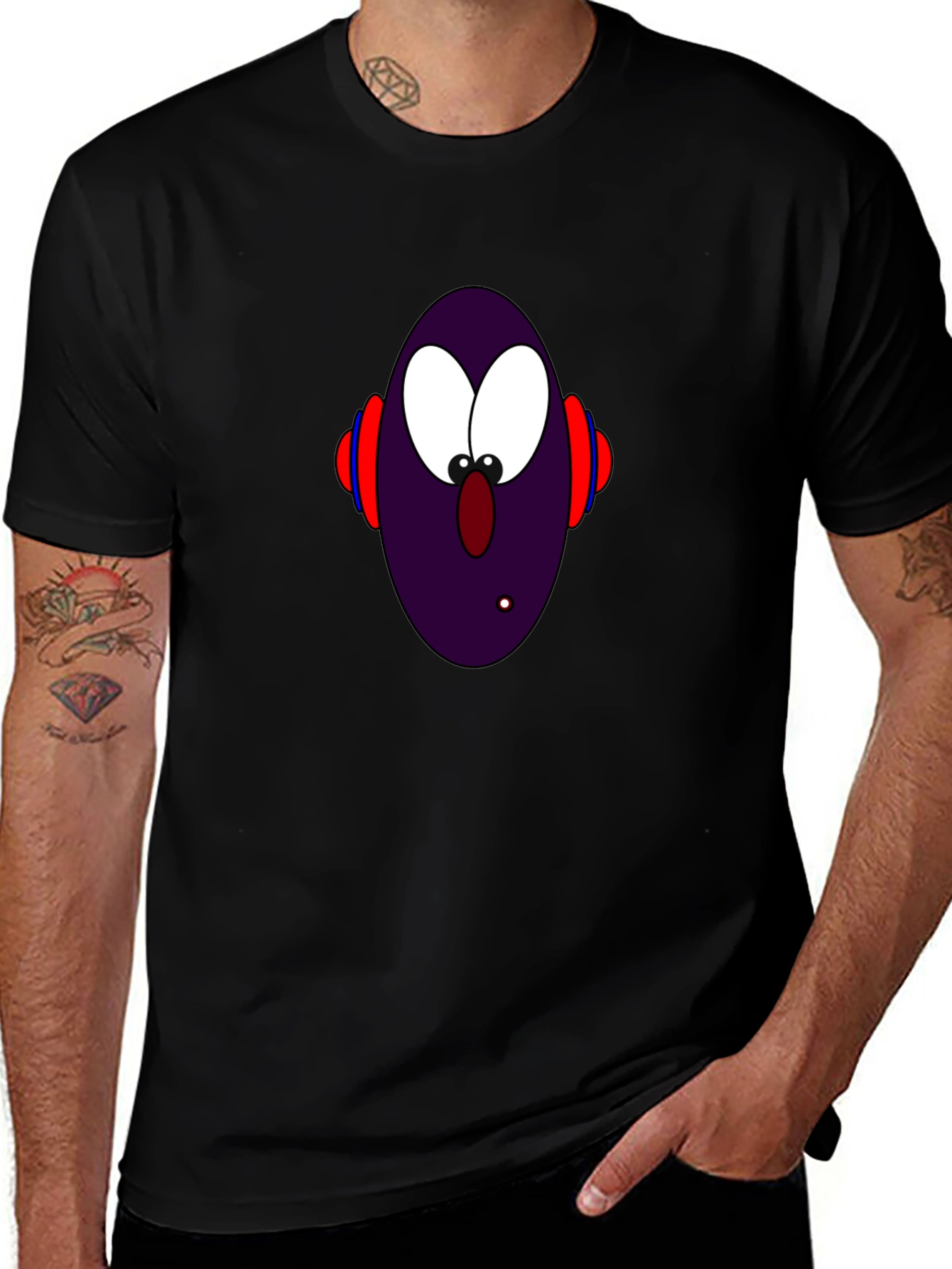 Variant 9 of Cartoon Character Graphic Black T-Shirt