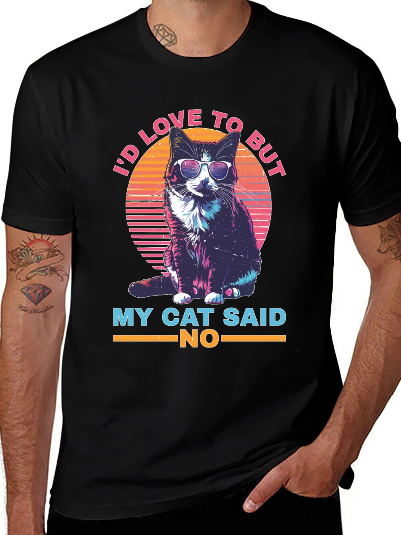 Variant 10 of Cool Cat T-Shirt - I'd Love To But My Cat Said No