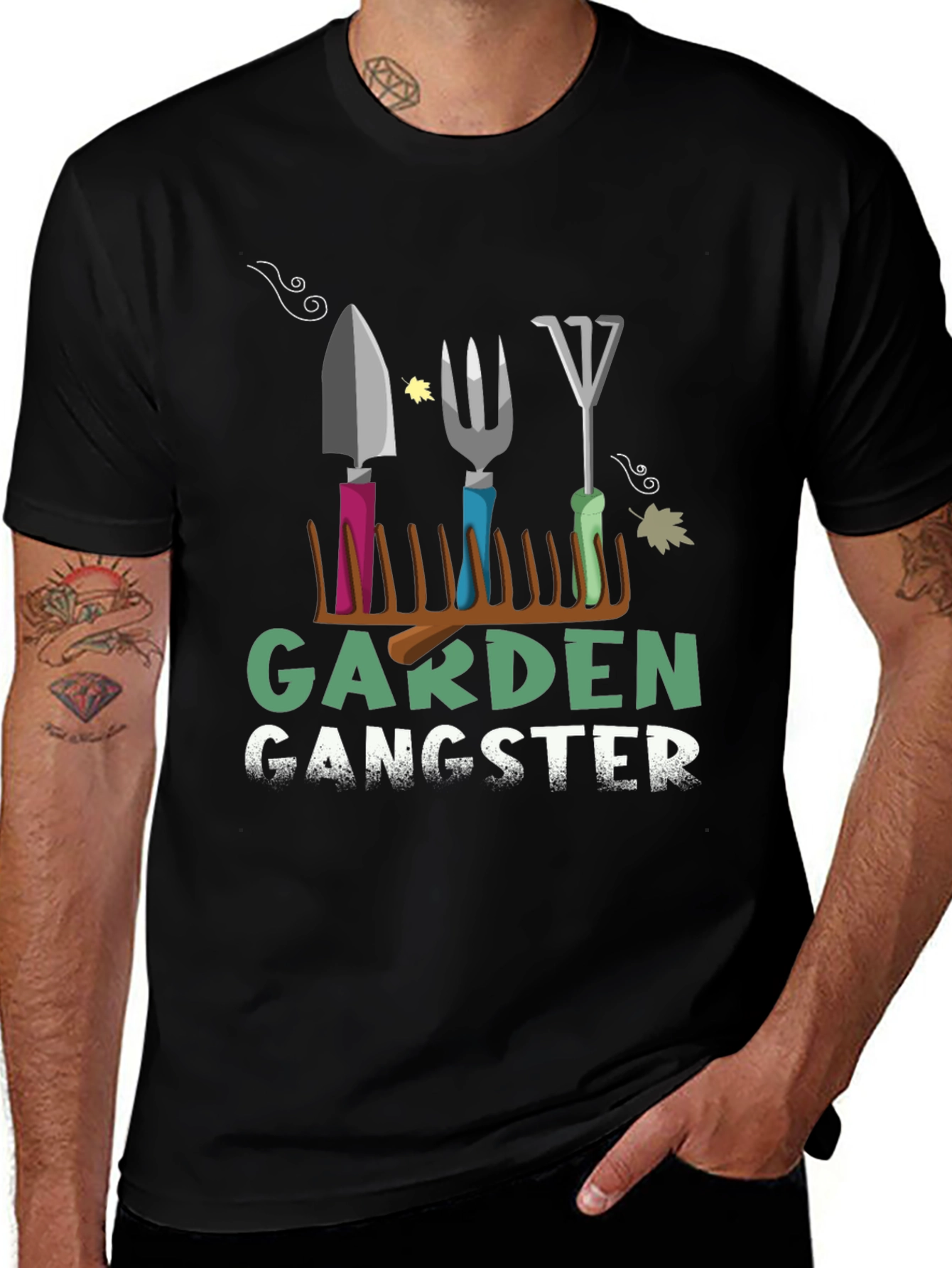 Variant 21 of Garden Gangster Graphic Tee - Black Cotton T-Shirt