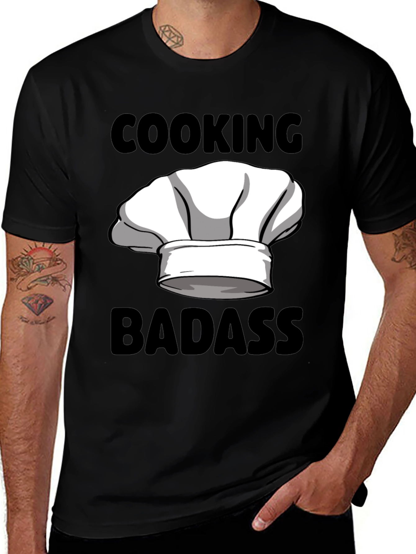 Variant 9 of Cooking Badass Graphic Tee - Chef's Hat Humor