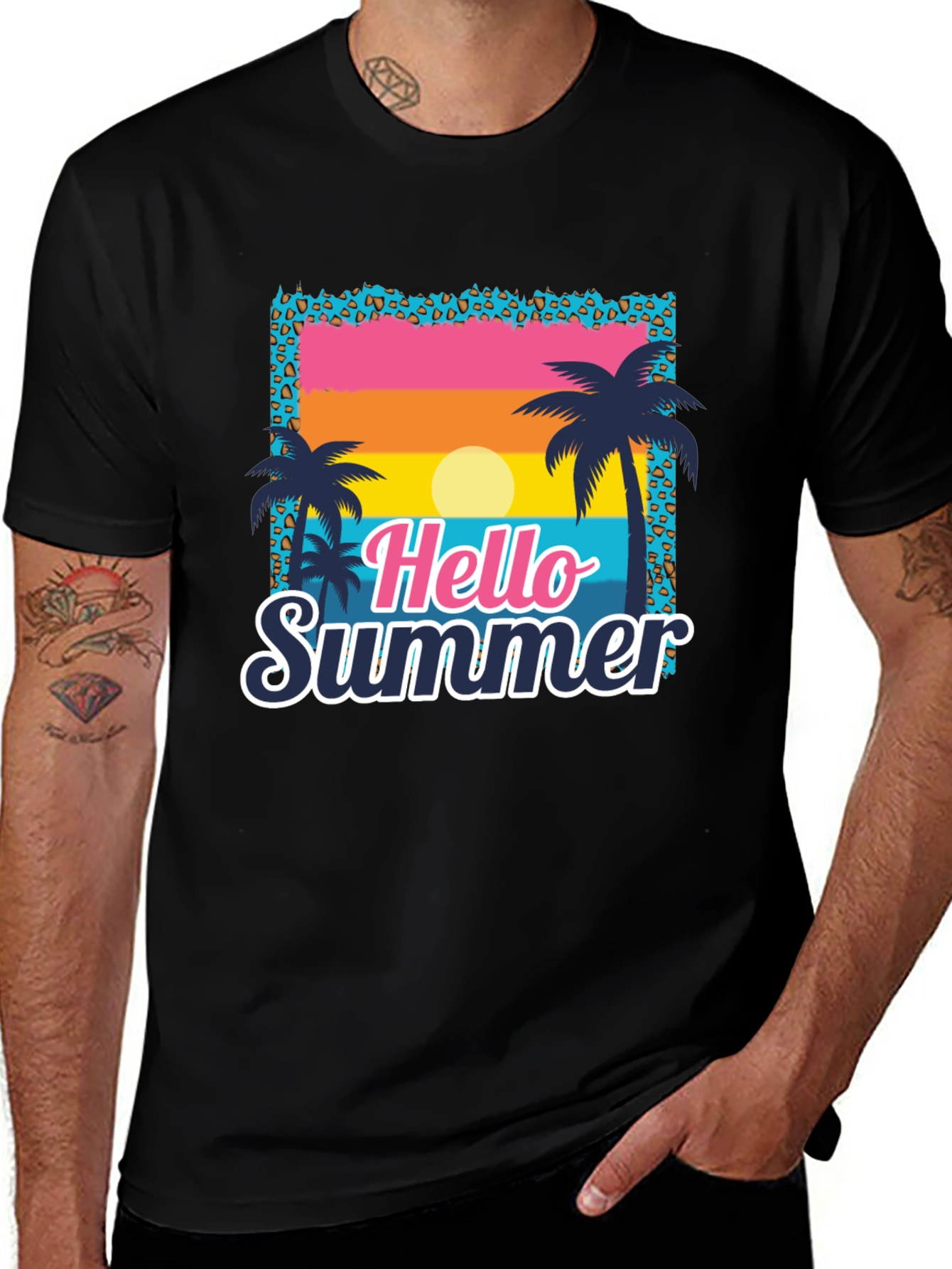 Variant 29 of Hello Summer Palm Tree Graphic Tee