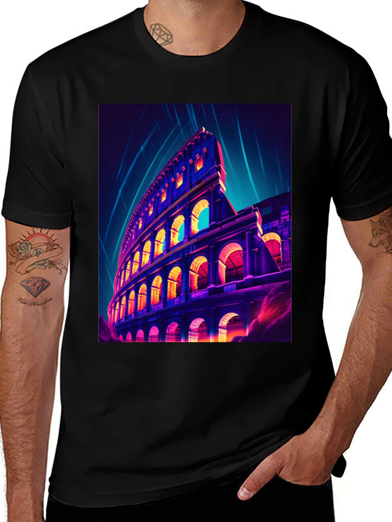 Colosseum Graphic Tee - Neon Rome T-Shirt
