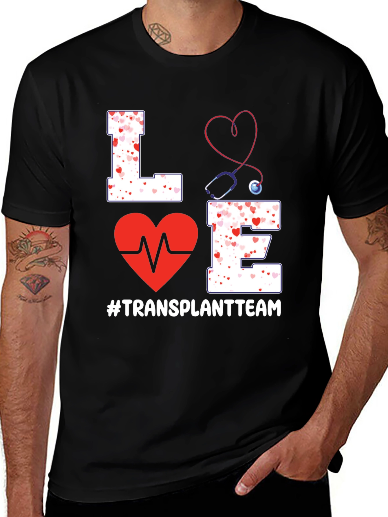 Variant 10 of Love Transplant Team T-Shirt - Heartbeat Design