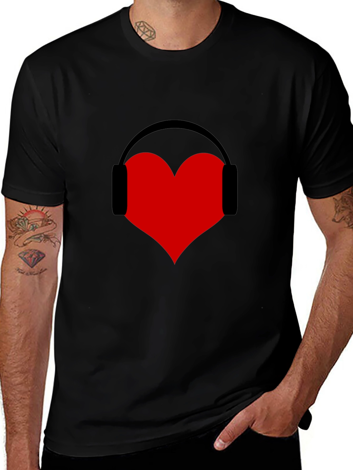 Variant 27 of Heart Headphones Graphic Tee - Music Lover's T-Shirt