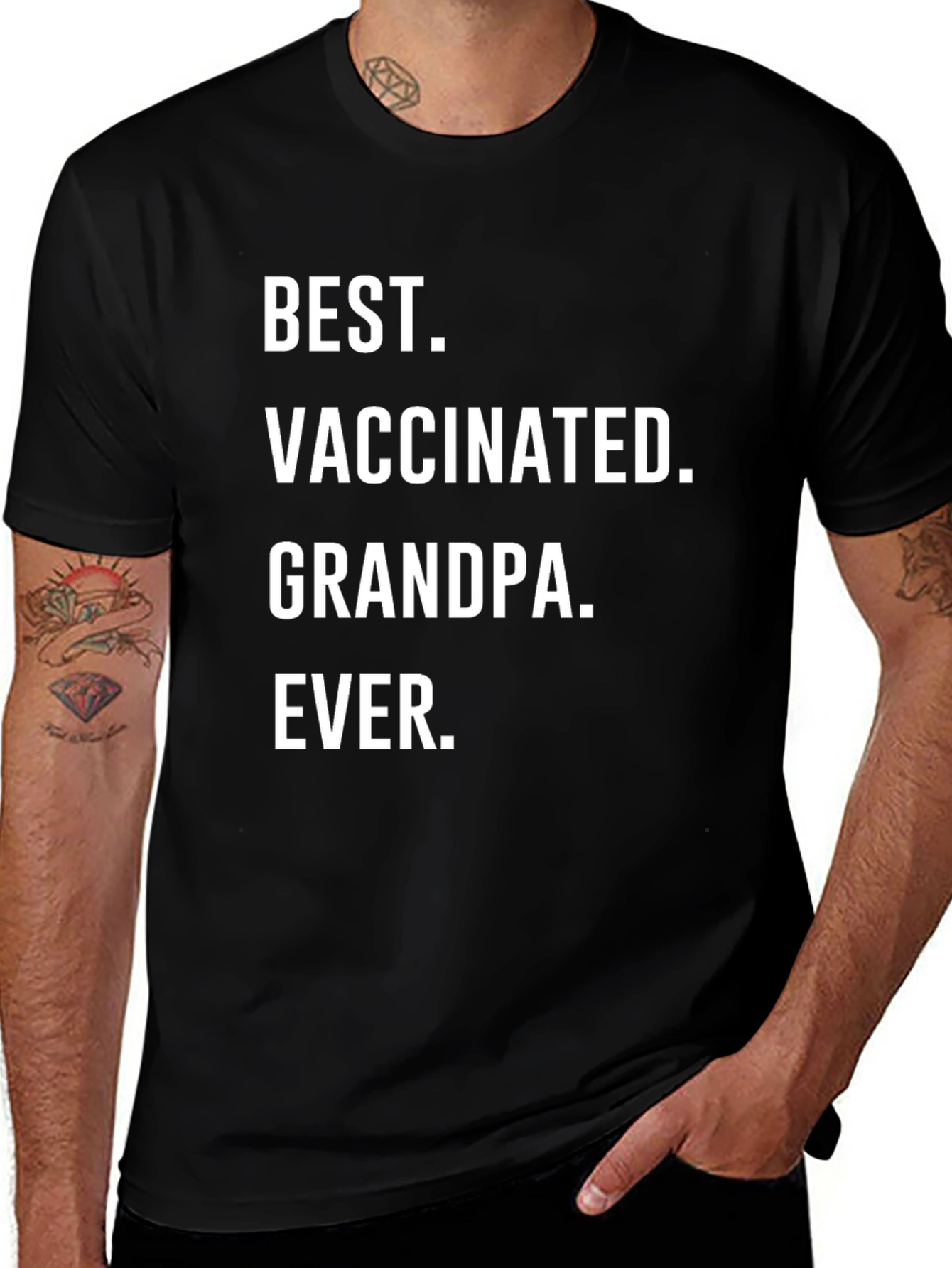 Black Best Vaccinated Grandpa Ever T-Shirt main image