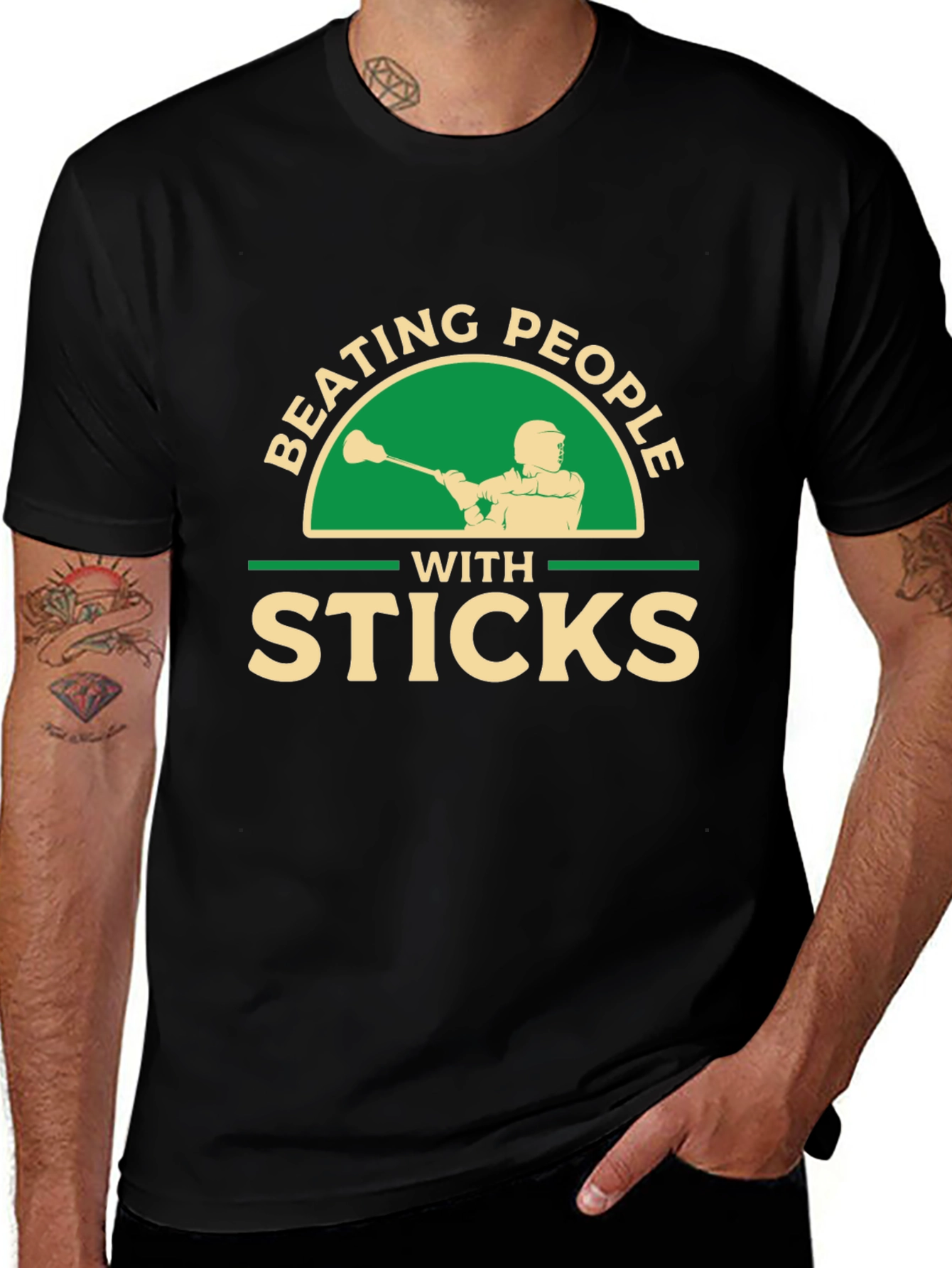 Variant 24 of Beating People with Sticks T-Shirt - Lacrosse Tee