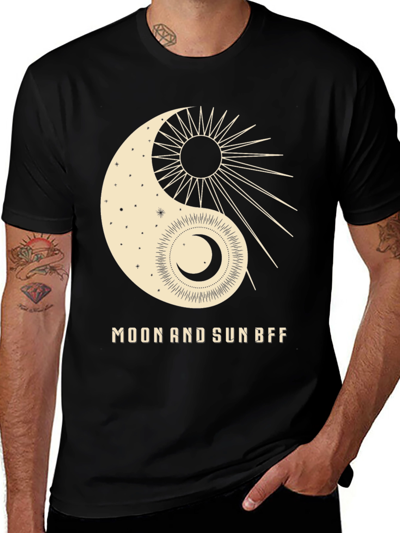 Variant 8 of Yin Yang Moon and Sun BFF Graphic Tee