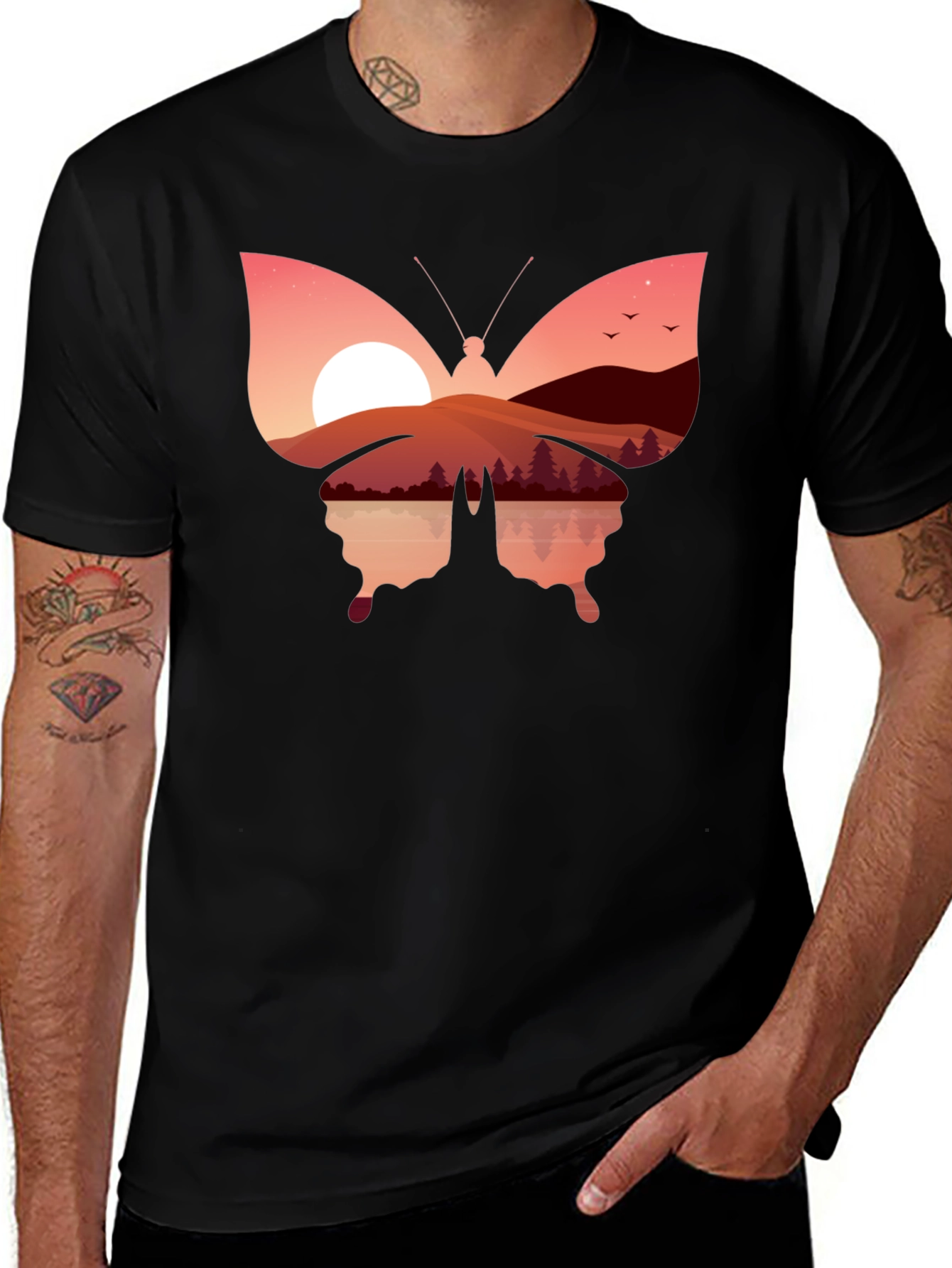 Variant 12 of Sunset Butterfly Graphic T-Shirt
