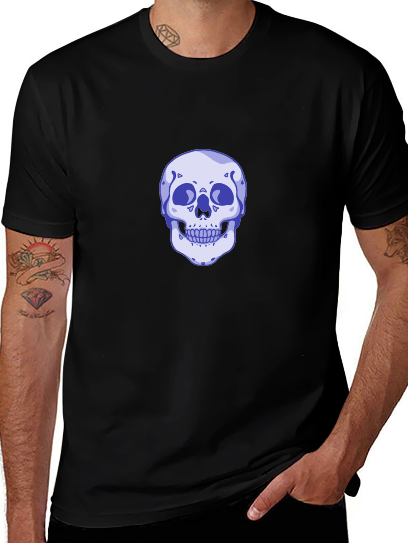 Variant 5 of Skull Graphic Tee - Men's Casual Black T-Shirt