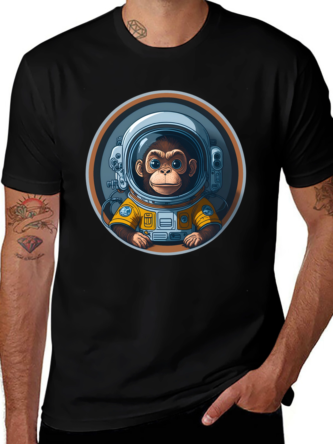 Black Monkey Astronaut Graphic Tee main image