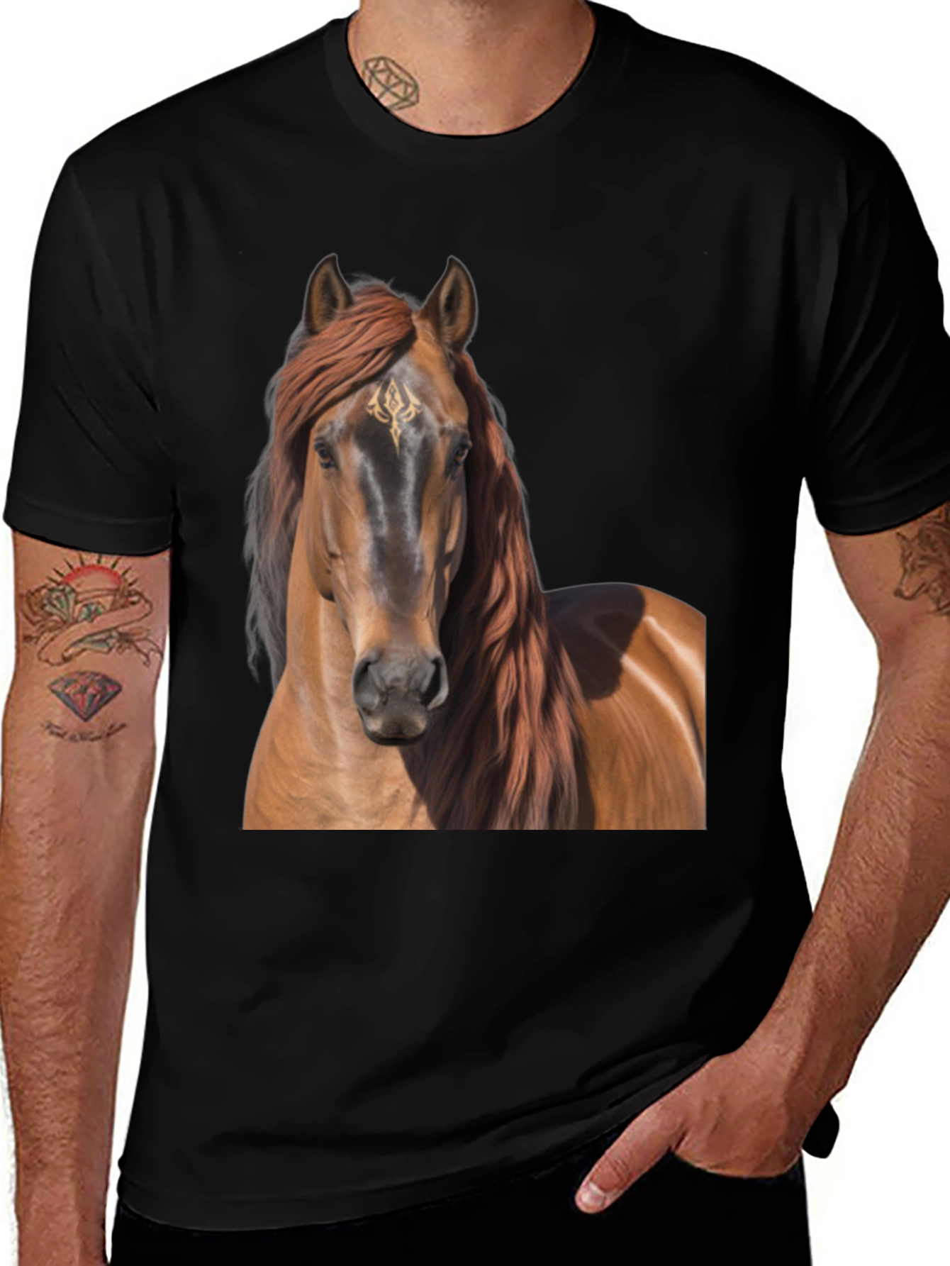 Variant 9 of Horse Graphic Tee - Black Cotton T-Shirt