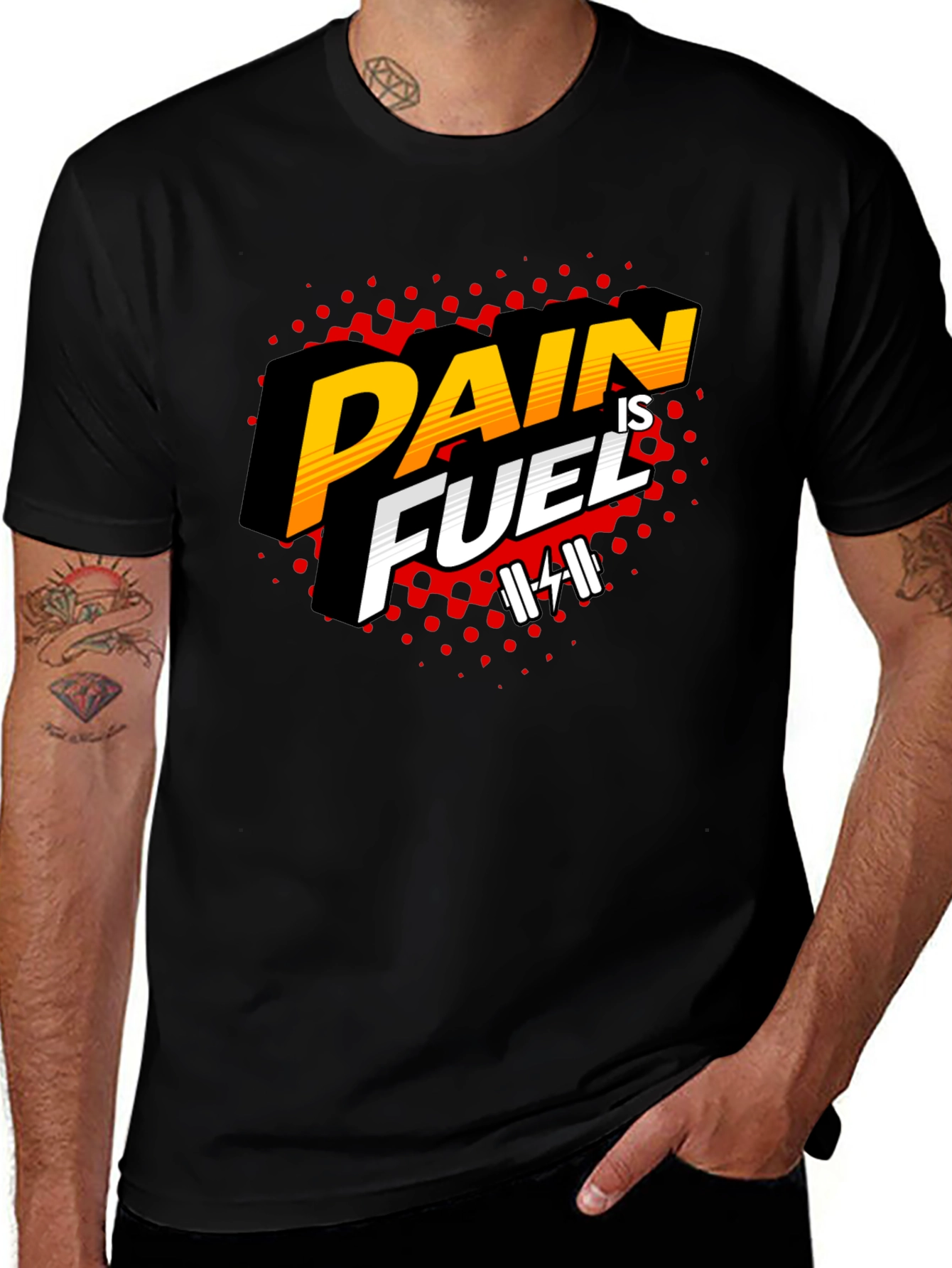 Variant 8 of Pain is Fuel T-Shirt - Black Gym Workout Tee