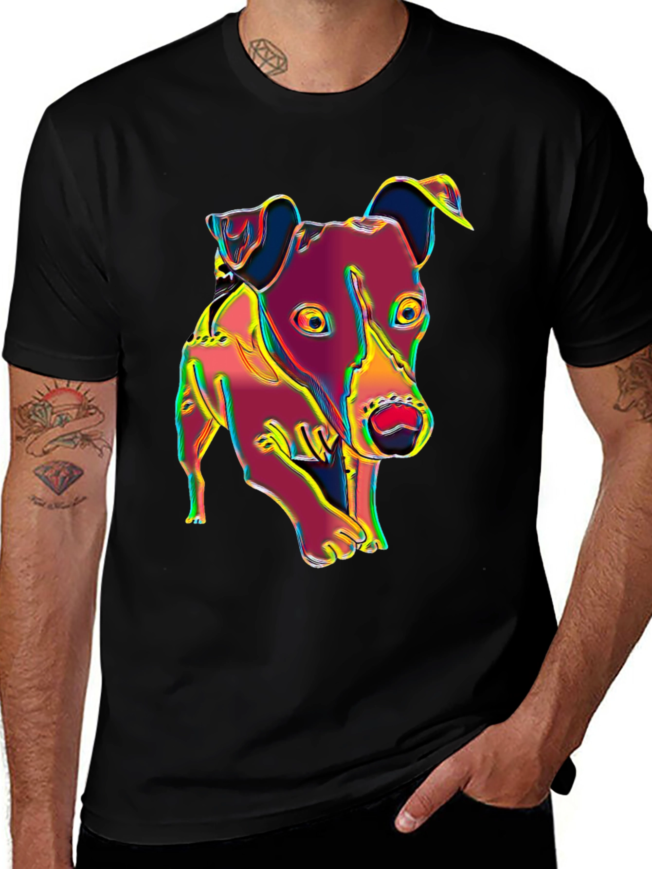Variant 24 of Dog Graphic Tee - Colorful Dog Print