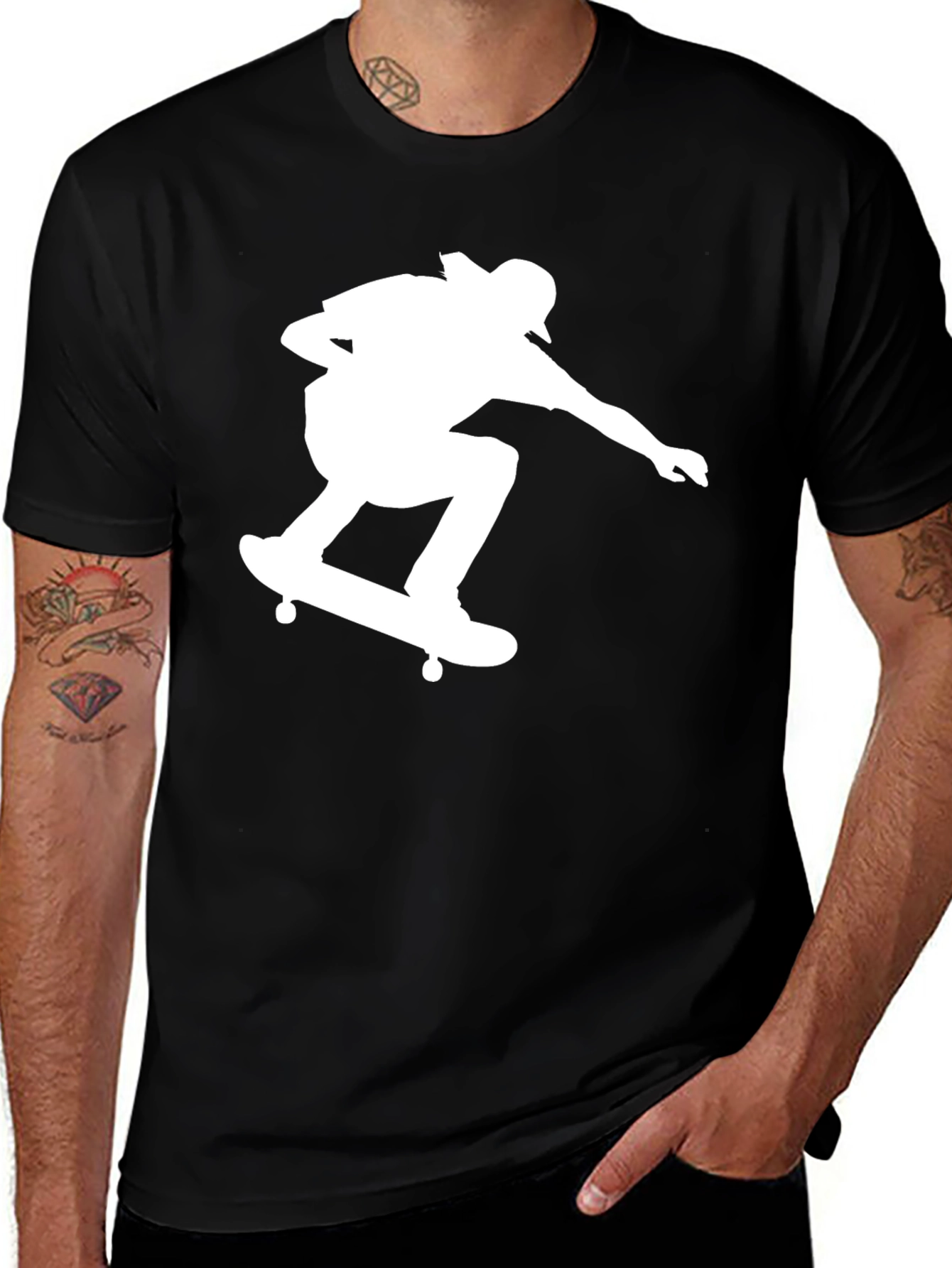 Variant 4 of Skateboarding Silhouette Graphic T-Shirt - Casual Wear