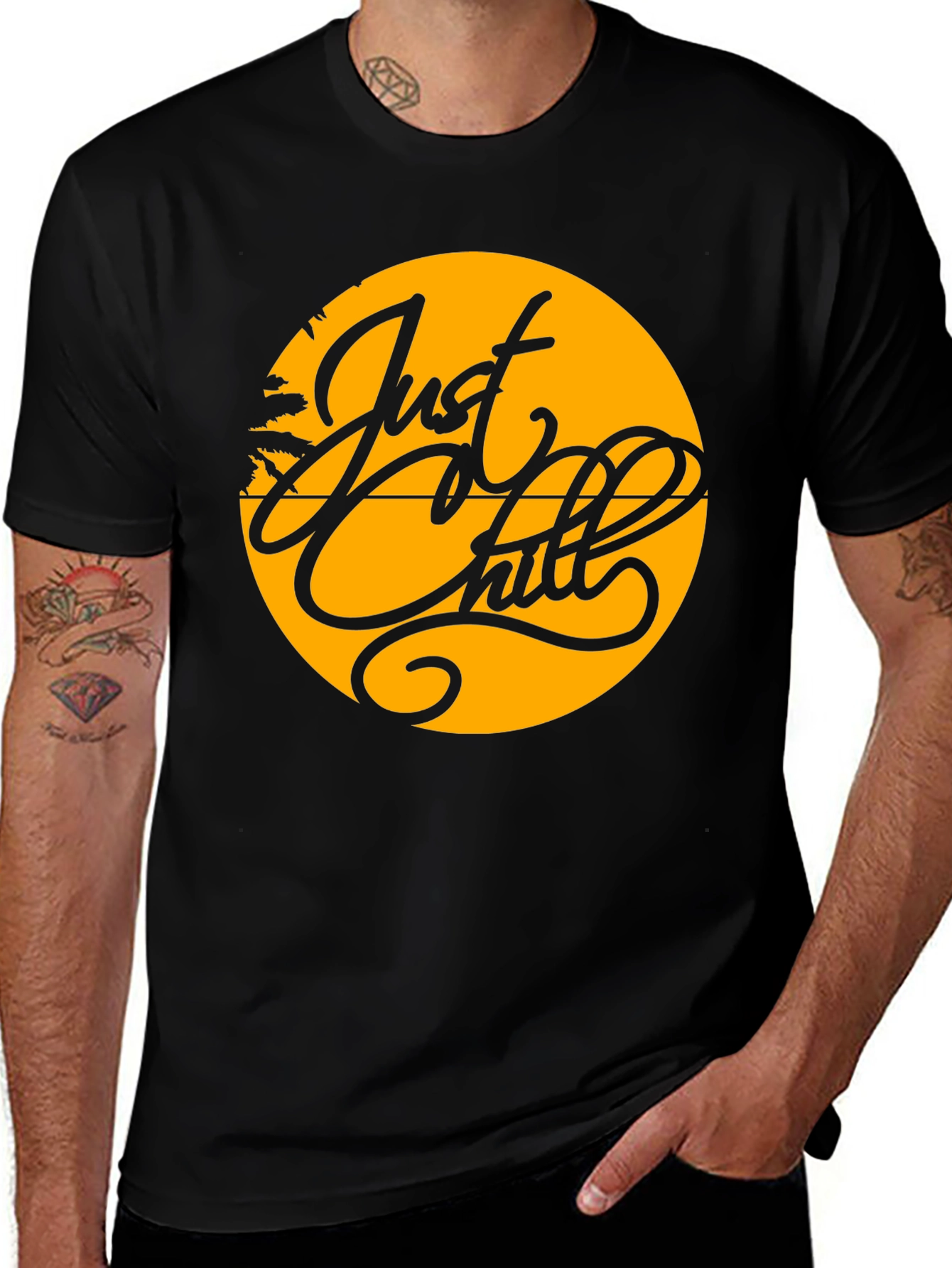 Variant 29 of Just Chill Black T-Shirt - Relaxed Graphic Tee