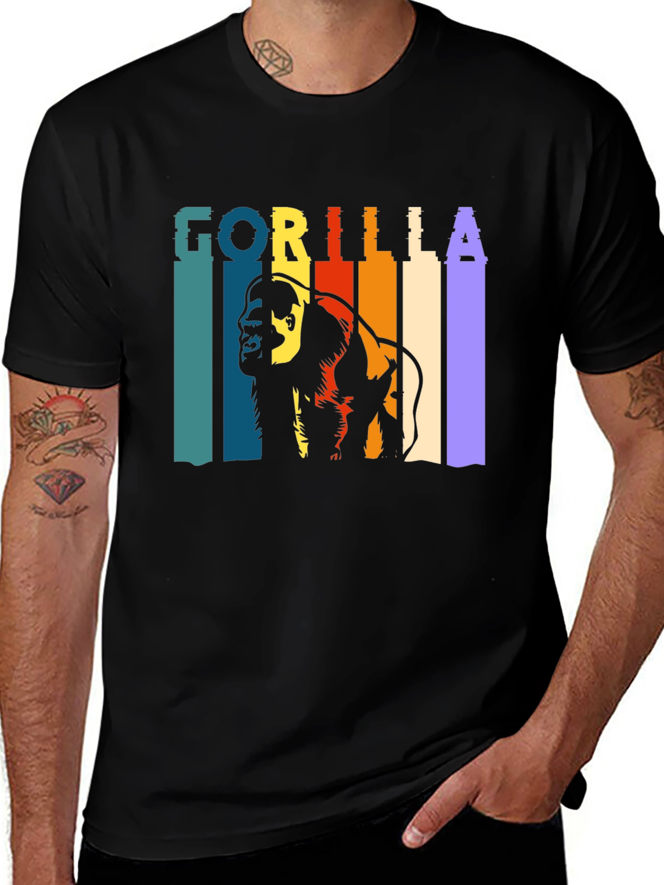 Variant 29 of Retro Gorilla Graphic T-Shirt - Black